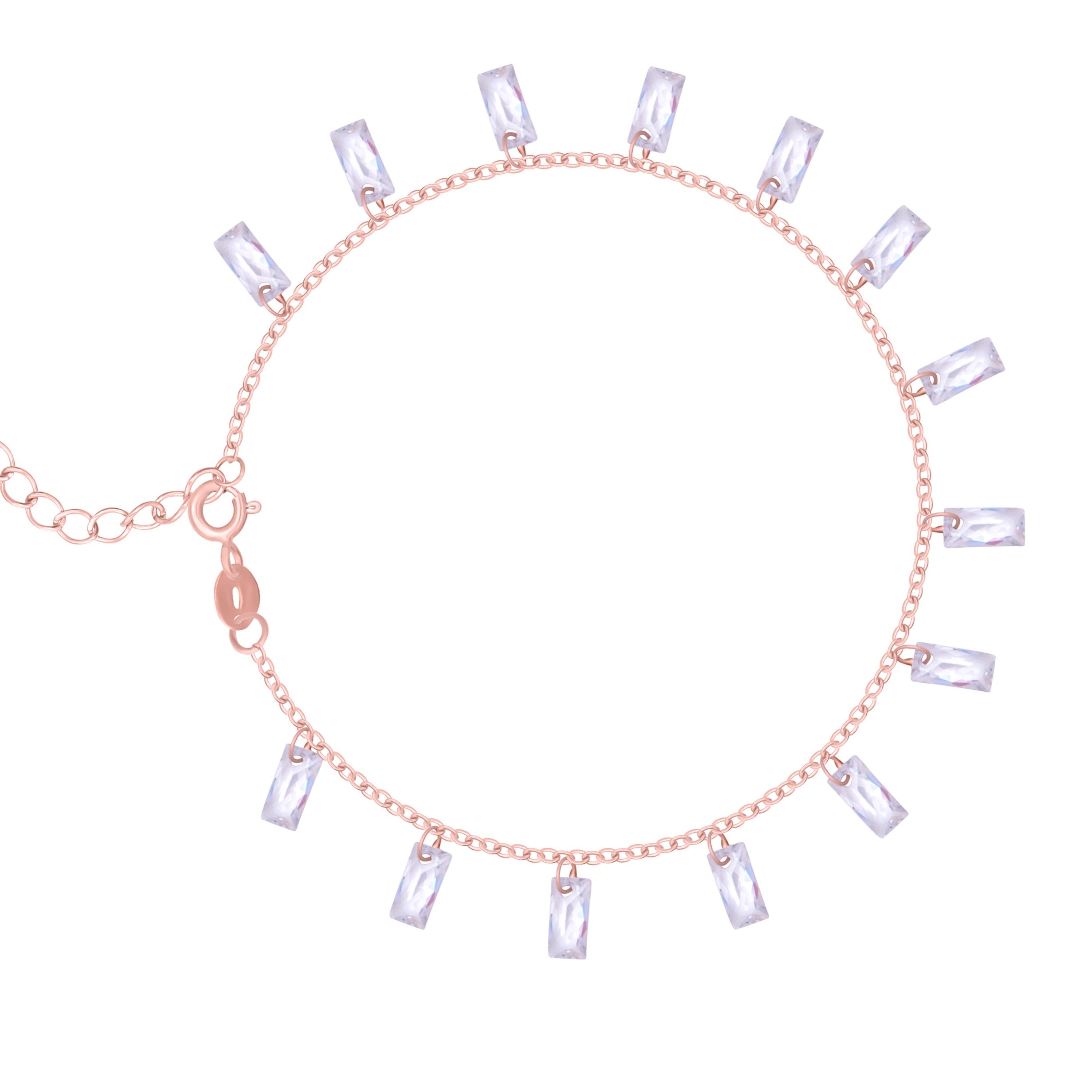 Transparent stones rose gold anklet- Single piece