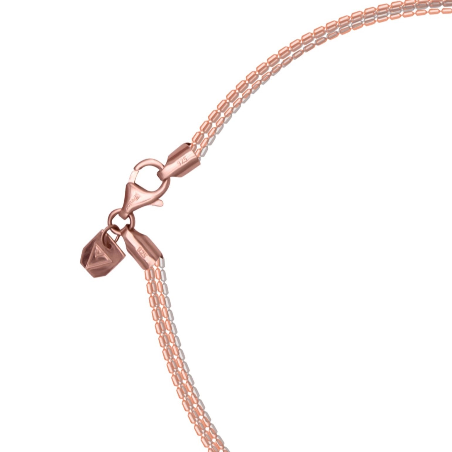 3 layered rose gold 925 silver anklet- Single piece