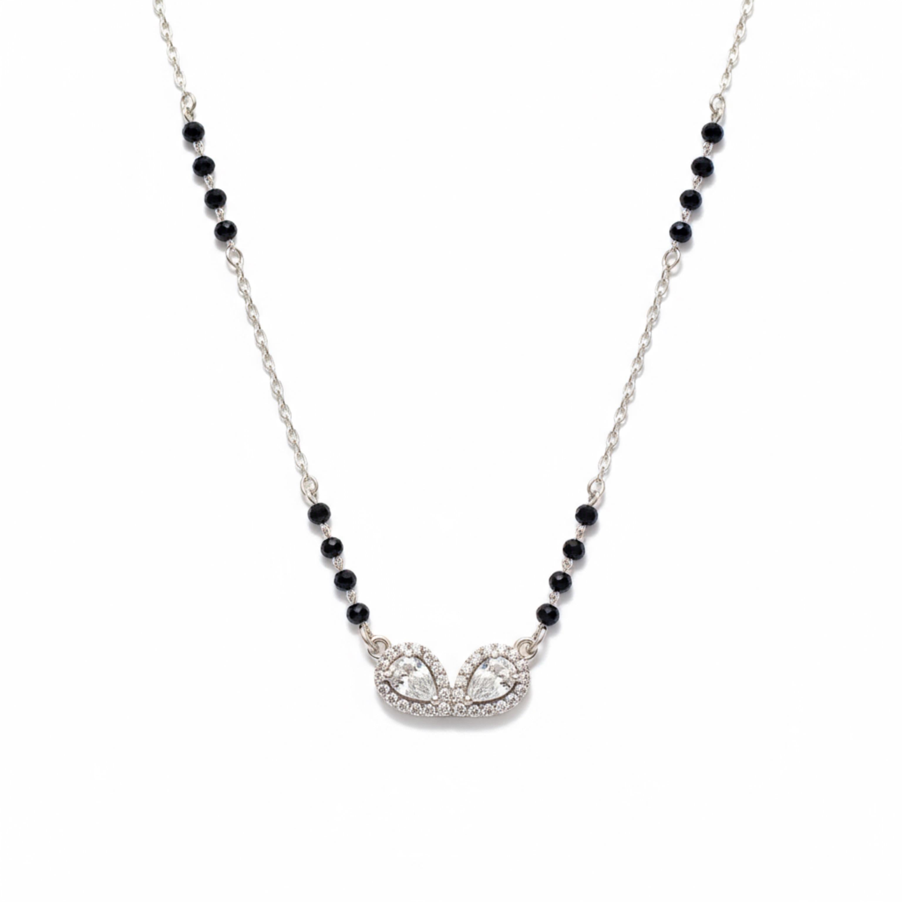 2 Oval Solitaire Stone Mangalsutra in 925 Silver