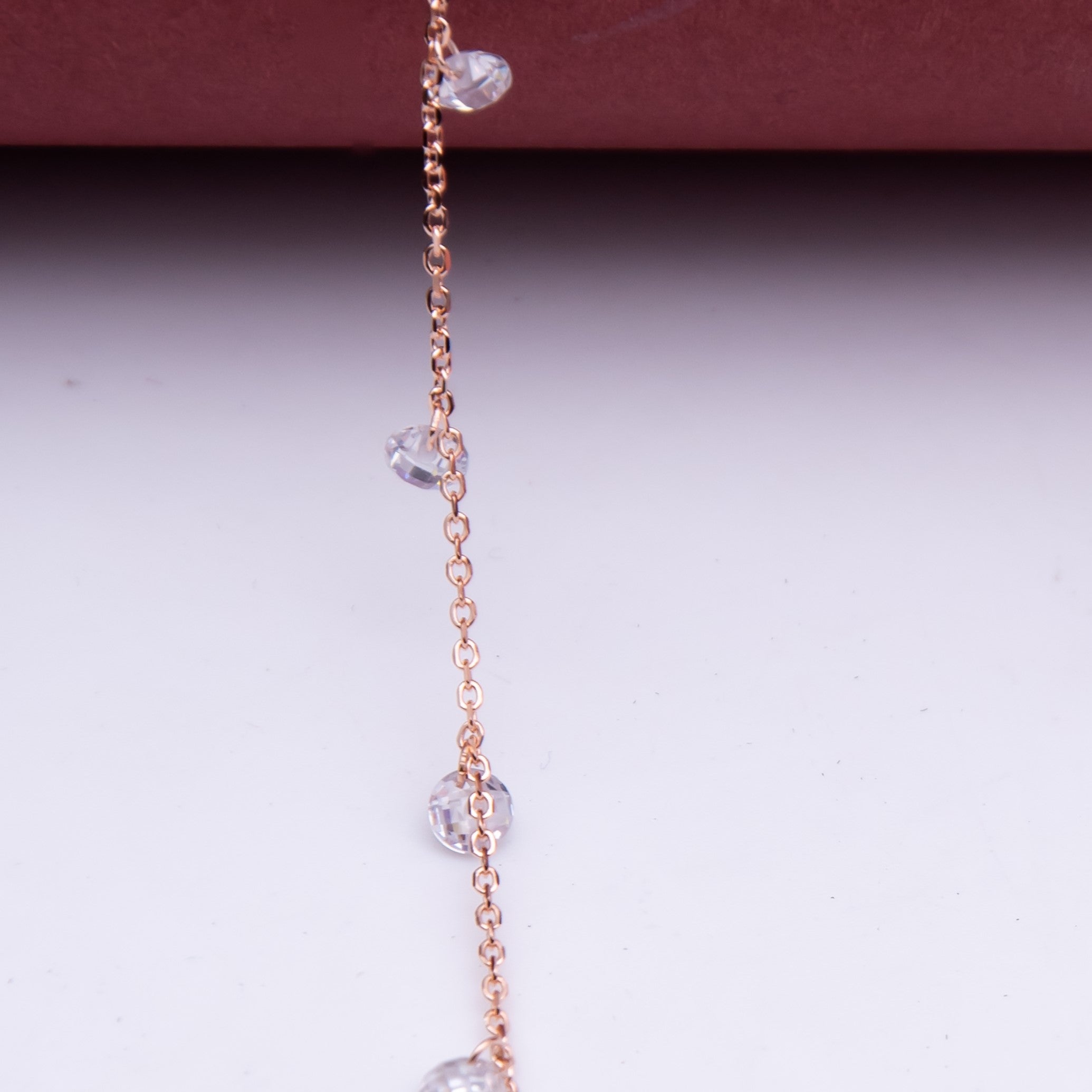 White beads rose gold chain in 925 silver