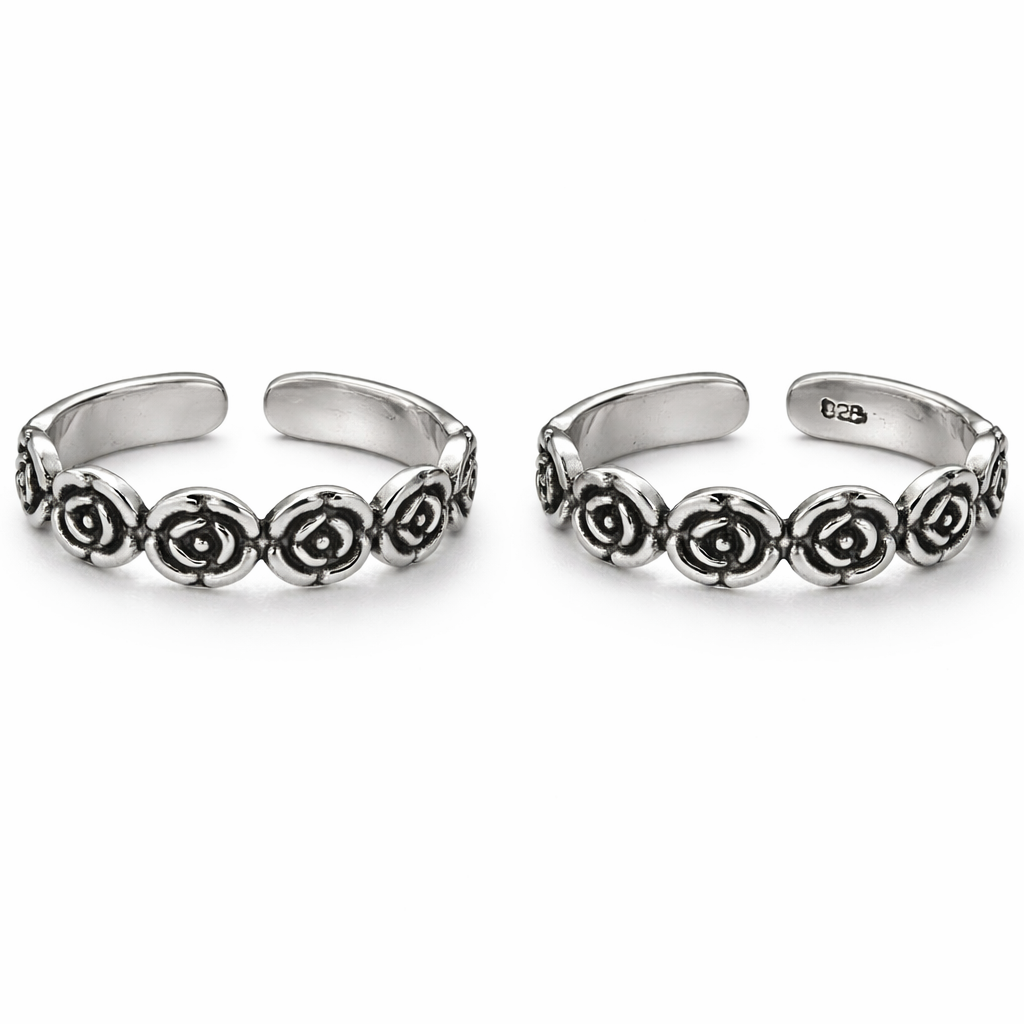 Rose Classic 925 Pure Silver Toe Rings- Pair