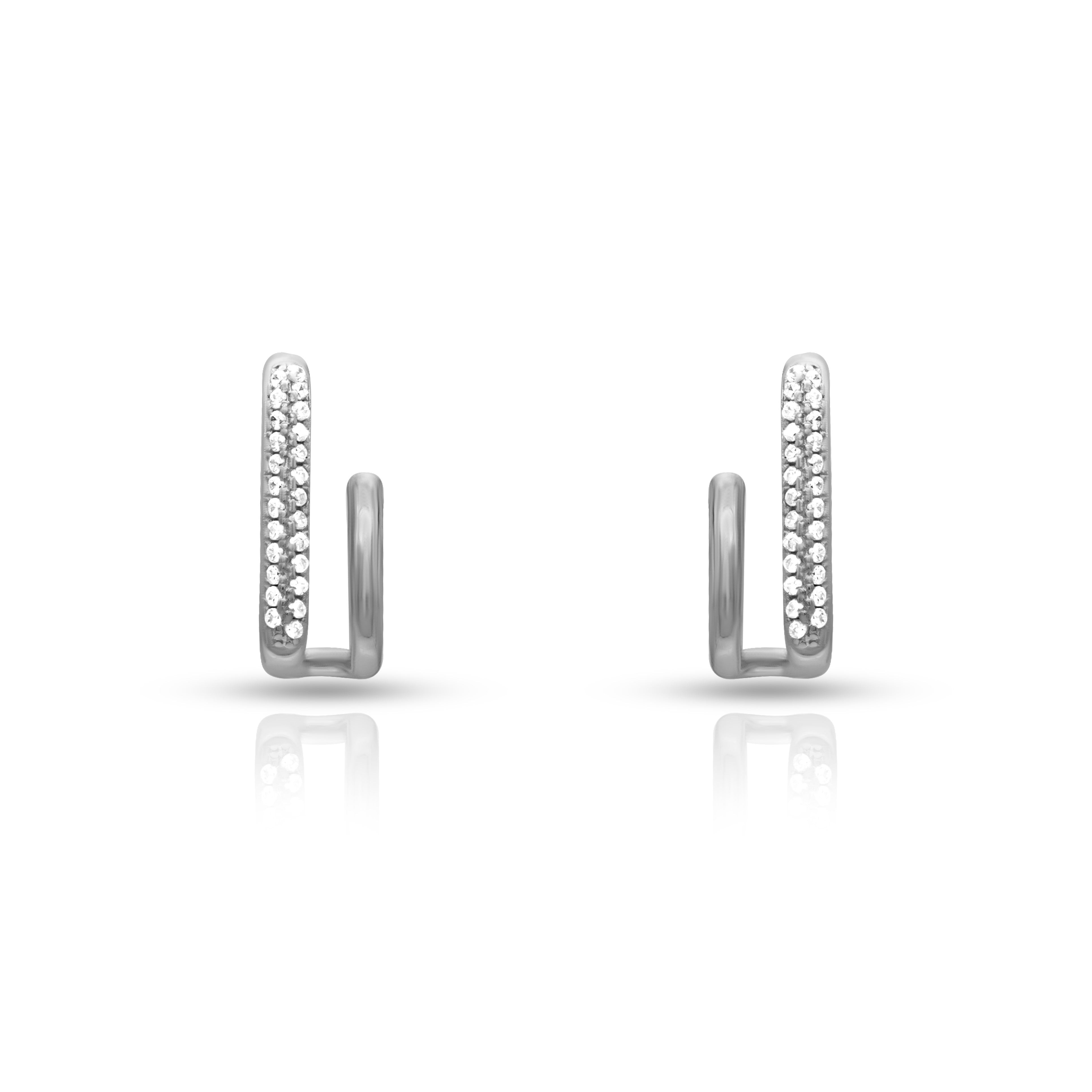 2 lines zircon stones party 925 sterling silver Earrings