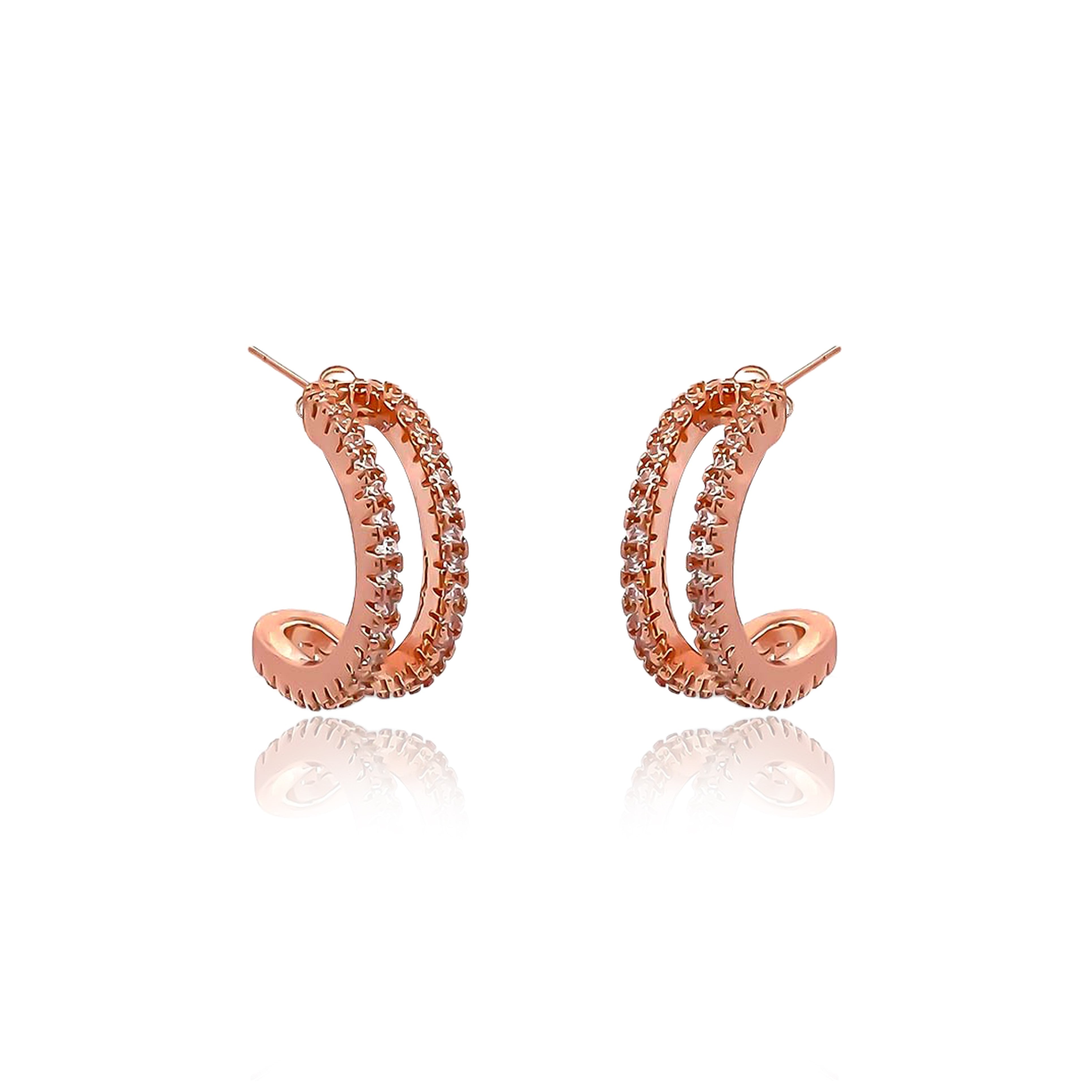 Half moon rose gold 925 silver Earrings