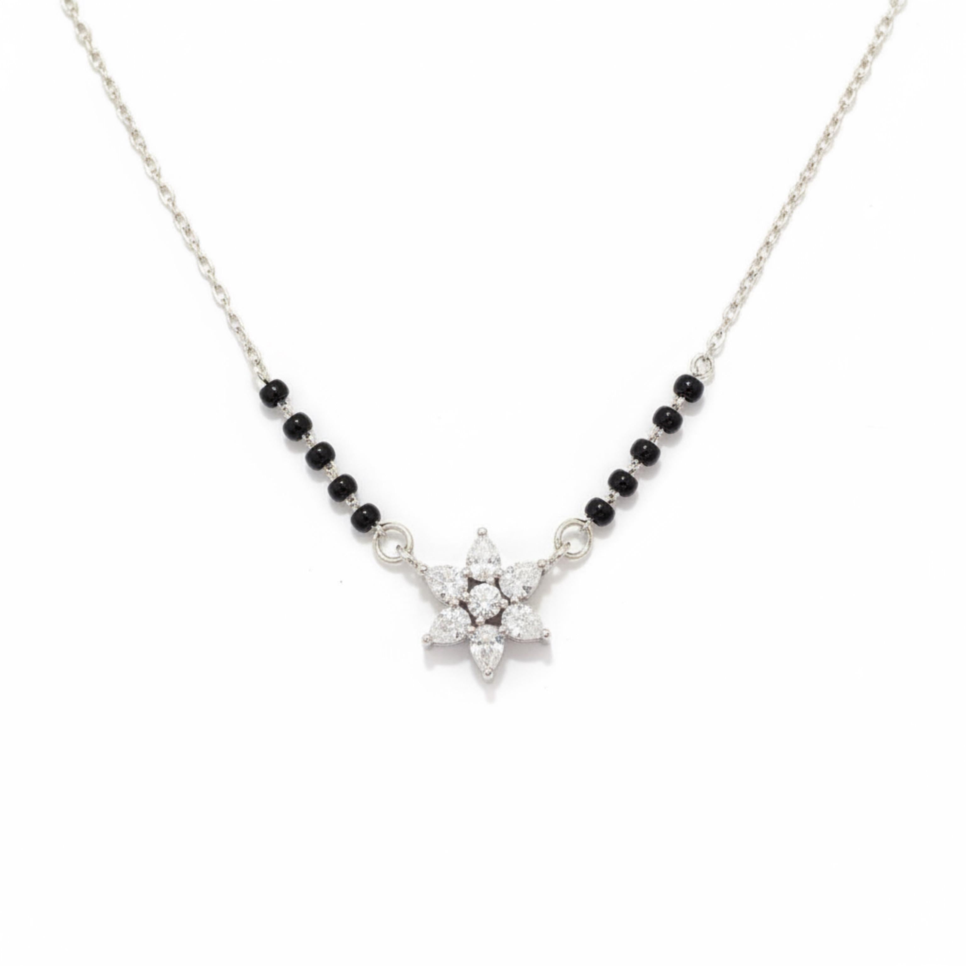 Big Flower Zircon Stones Mangalsutra in 925 Silver