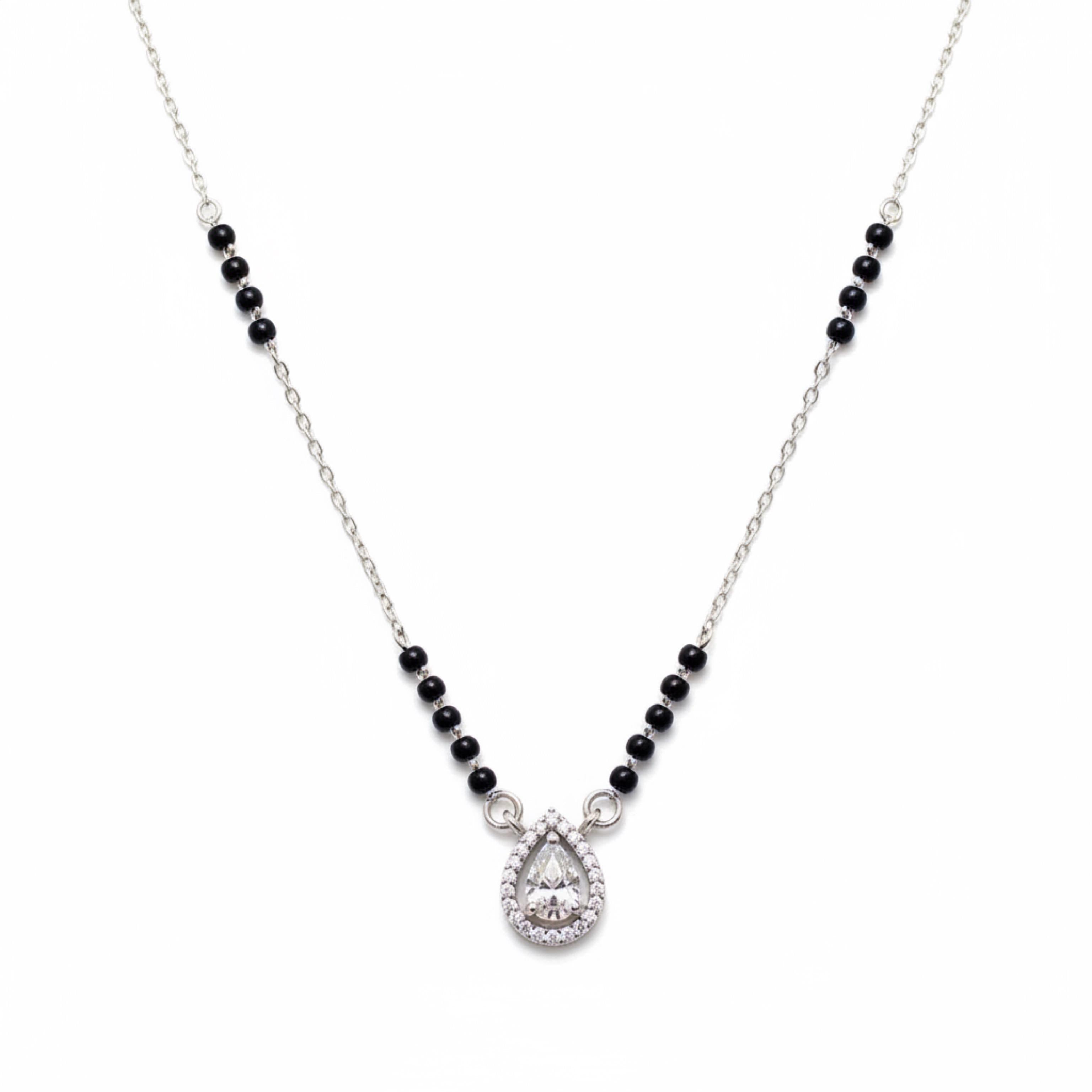 Flame Solitaire Stone Mangalsutra in 925 Silver