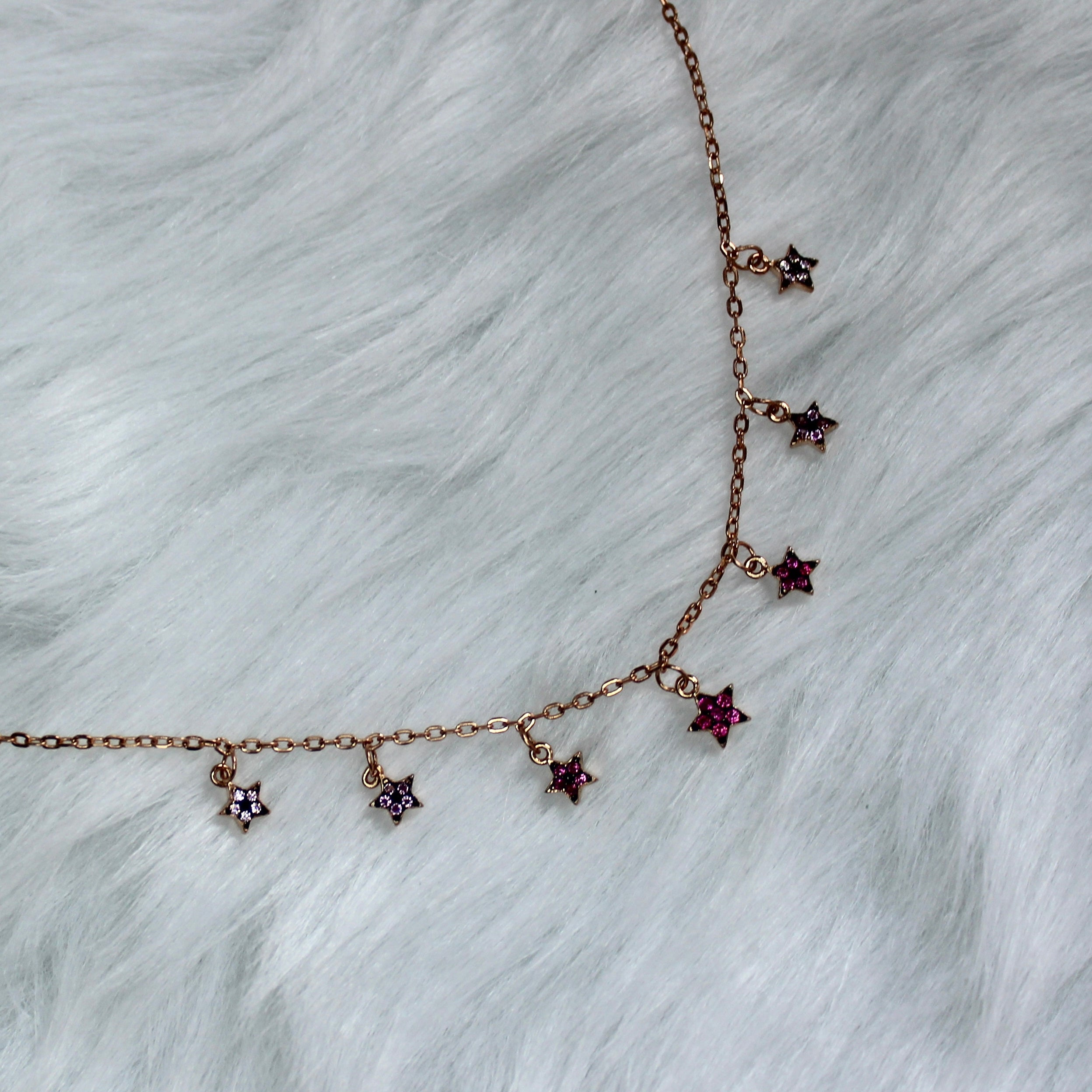 Maroon stars minimal 925 silver chain with gold rhodium plated