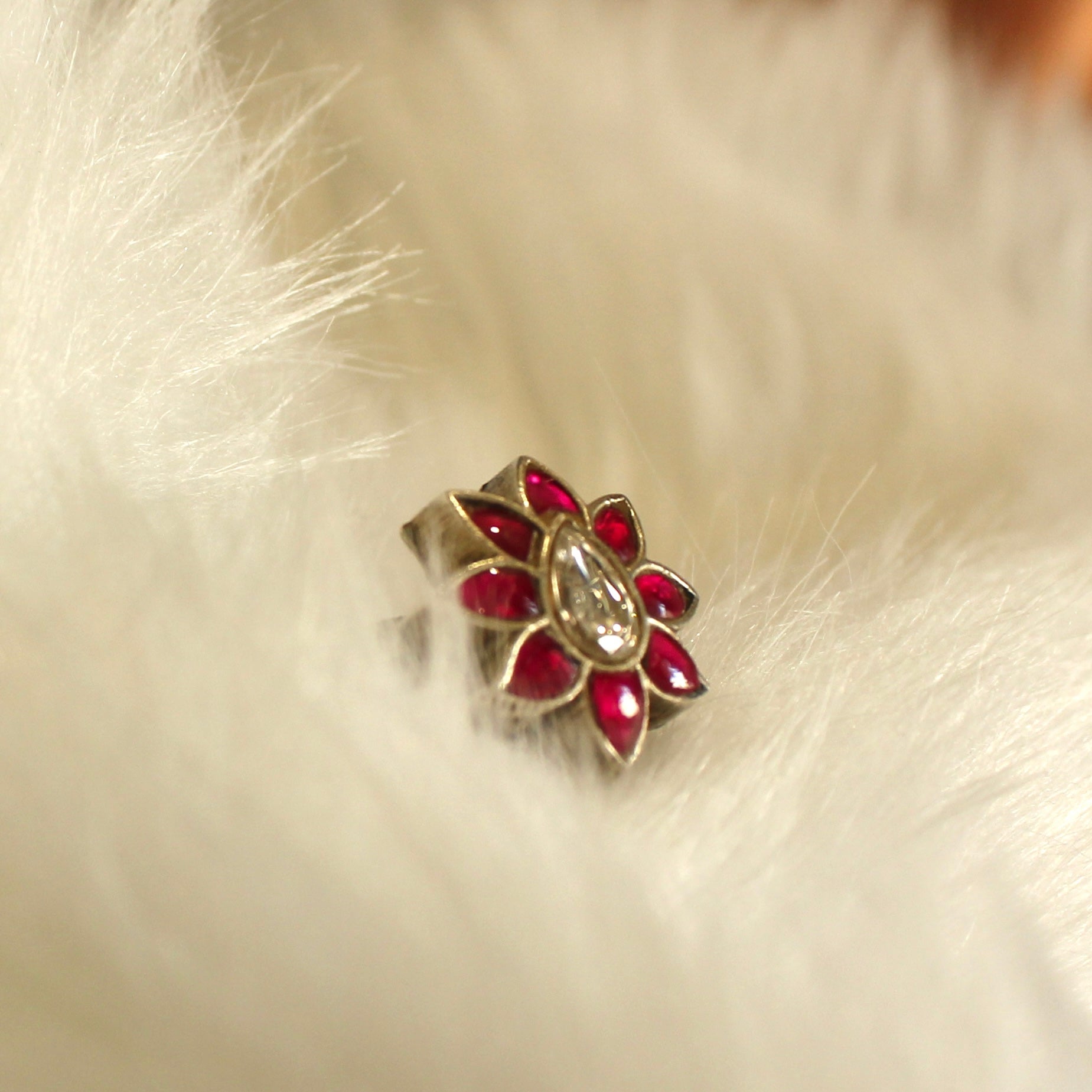 Plum leaves 925 oxidised silver ring