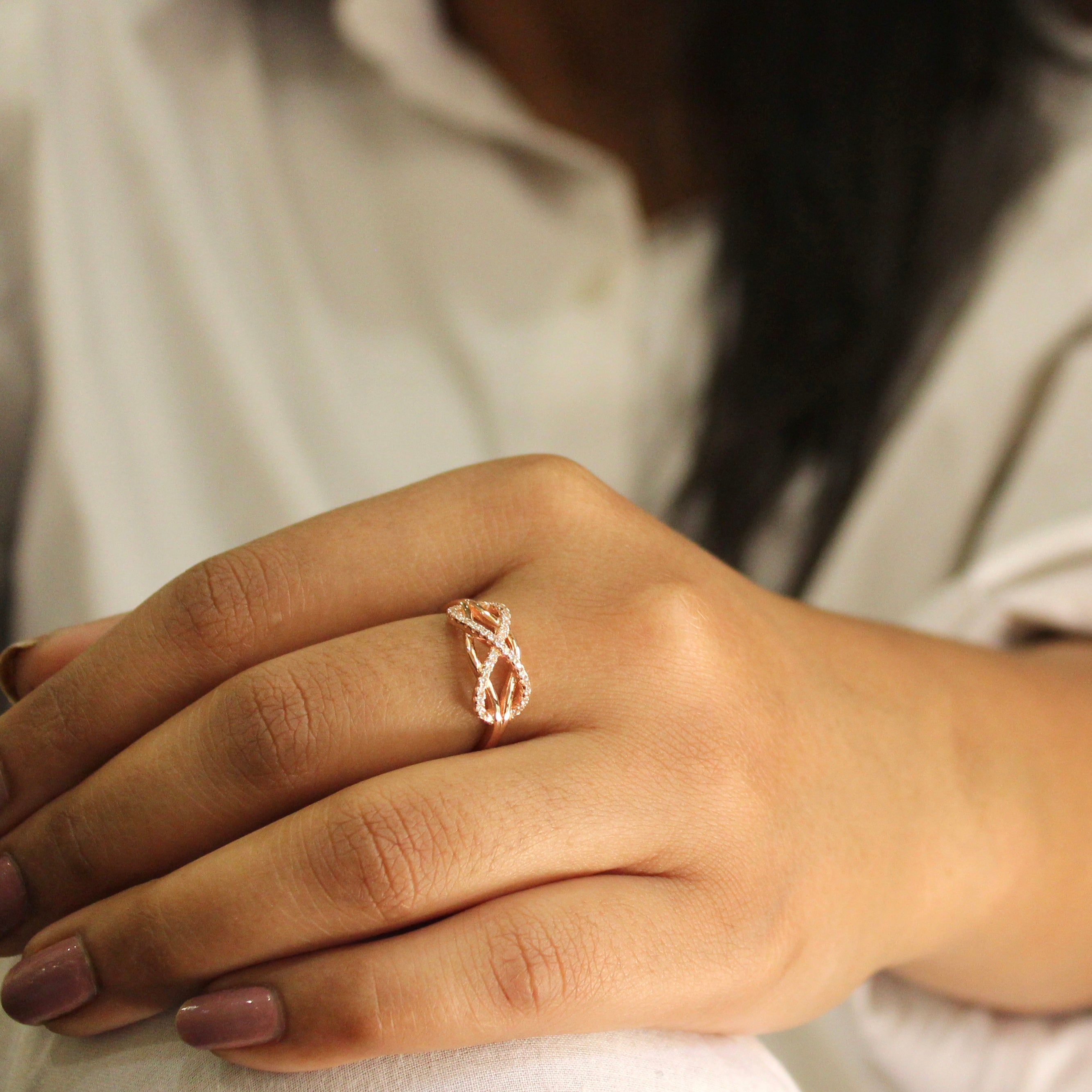 Infinity rose gold plated 925 silver ring