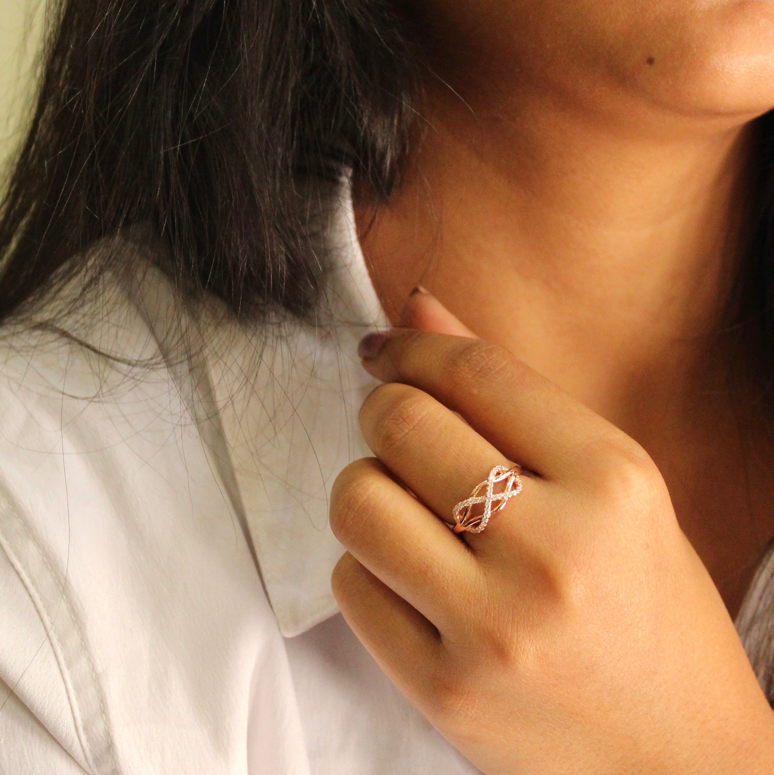 Infinity rose gold plated 925 silver ring