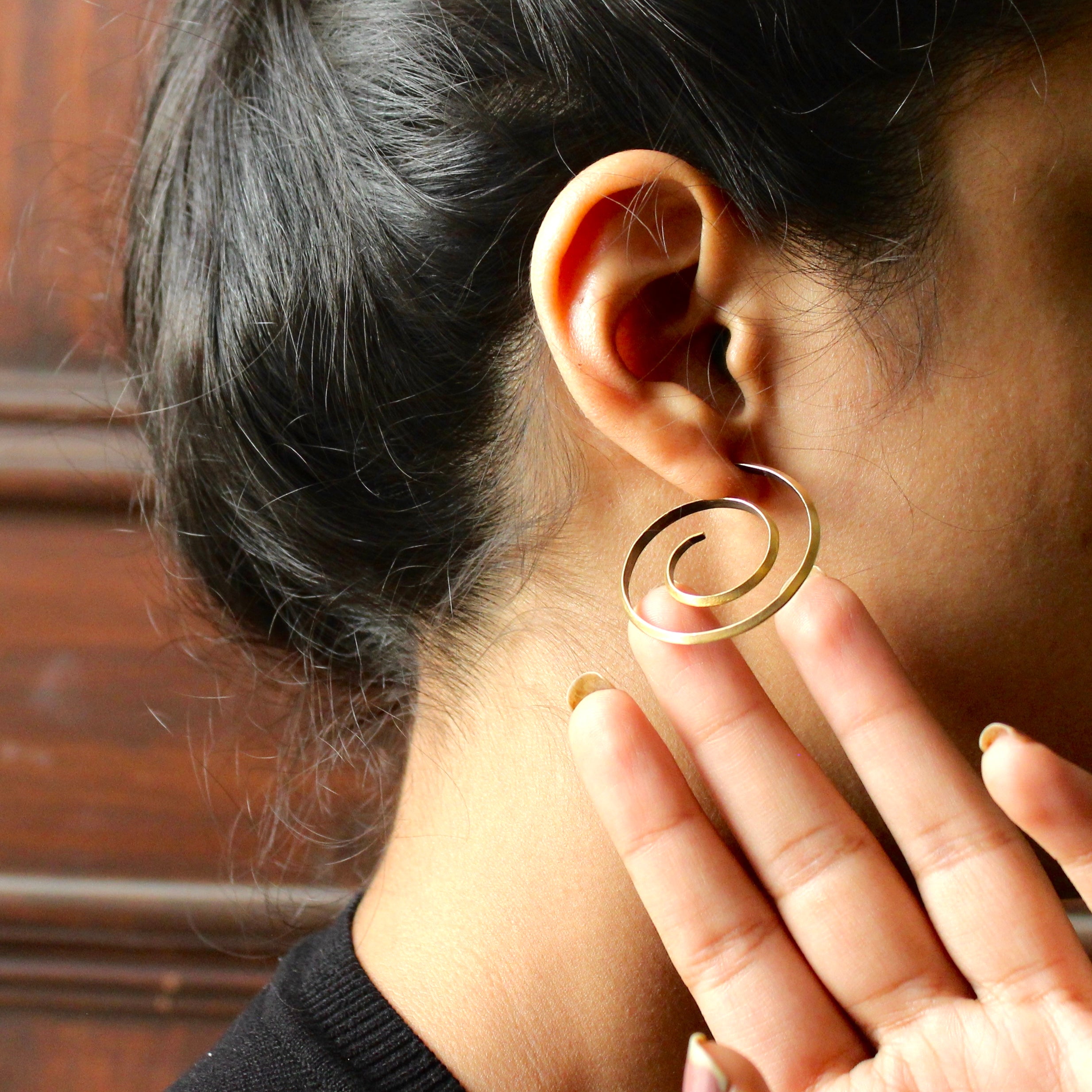 Spiral gold wired 925 silver Earrings