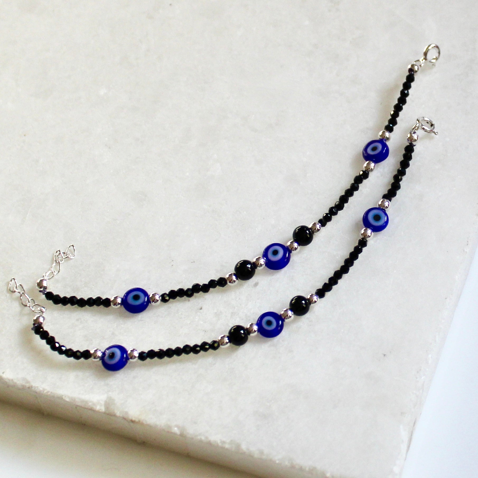 Multi evil-eye 925 silver baby najariya- Pair of 2