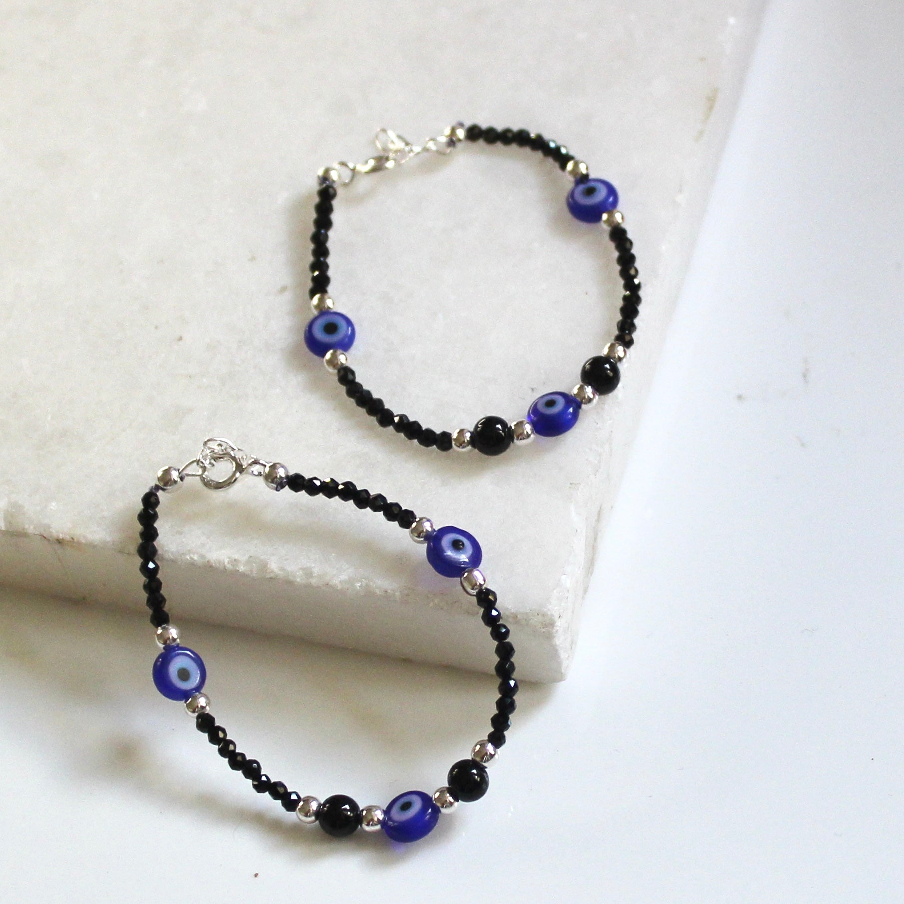 Multi evil-eye 925 silver baby najariya- Pair of 2