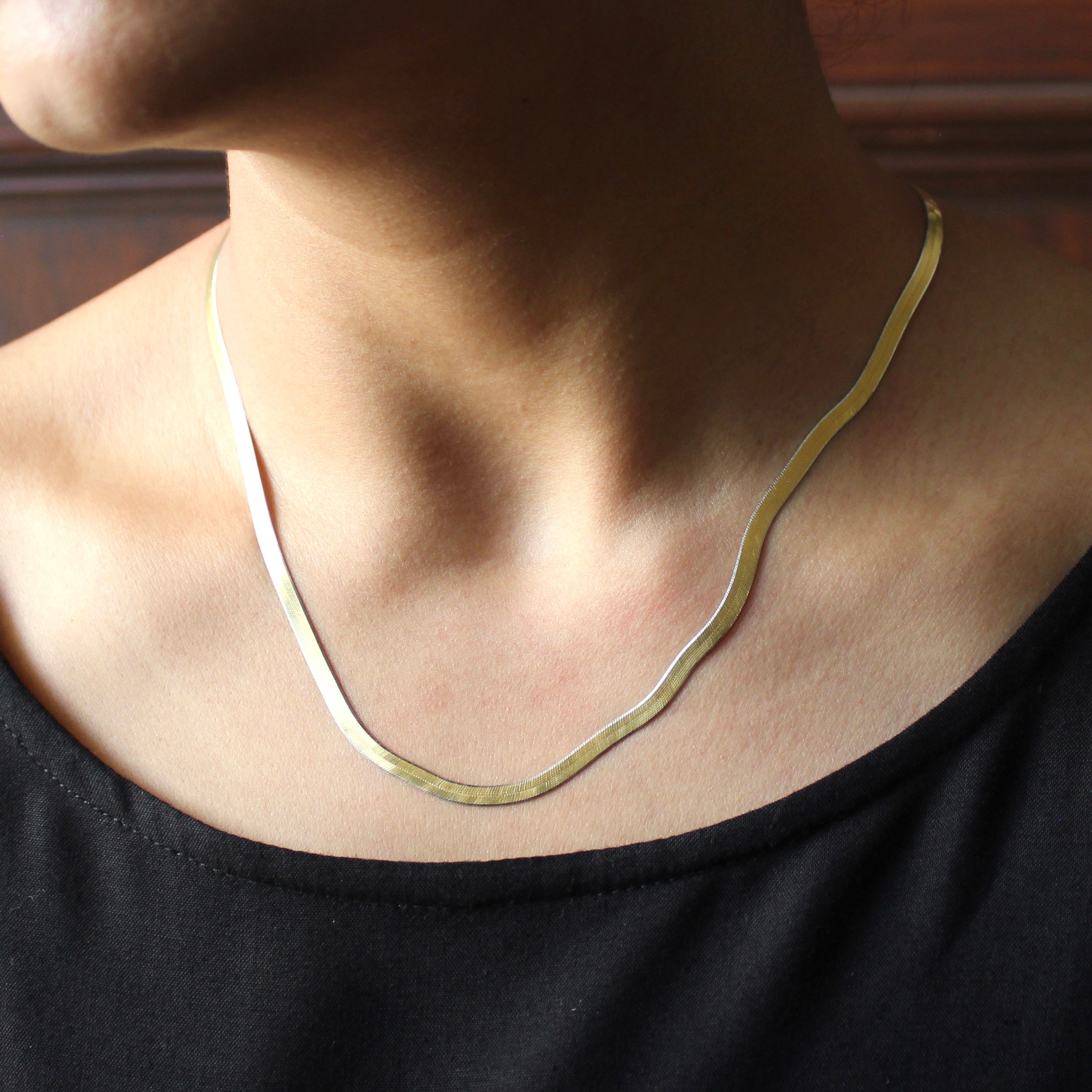 Italian based classic gold 925 silver minimal chain- REVERSIBLE