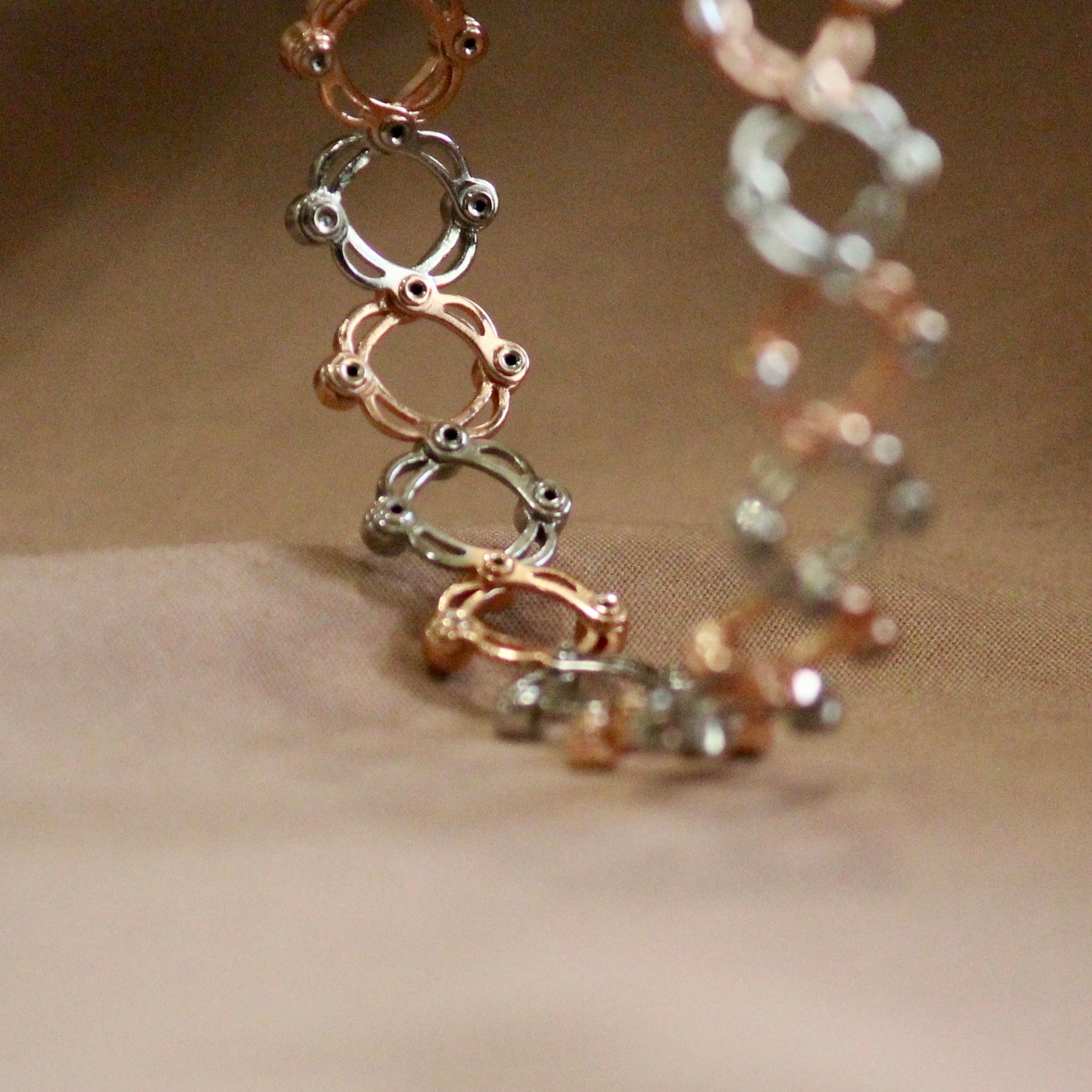 Zigzag Ring cum Bracelet rose gold plated in 925 silver