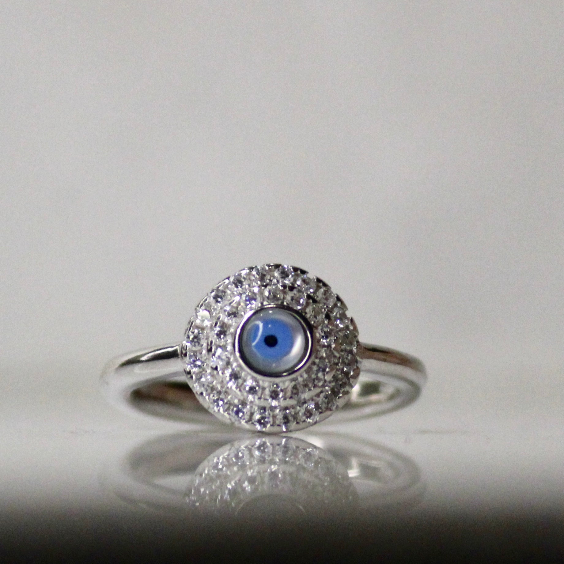 Circles evil eye classic 925 sterling silver ring