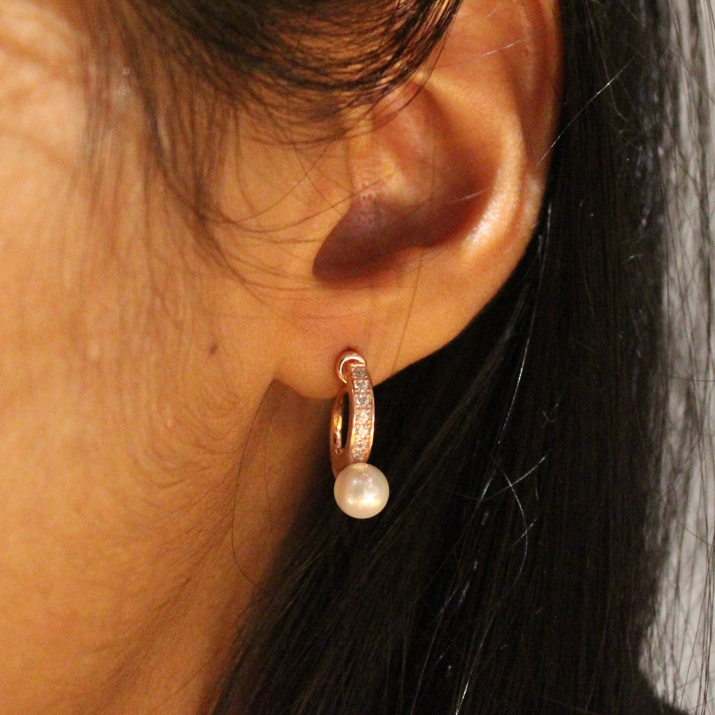 Rose gold 2in1 925 silver bali earrings