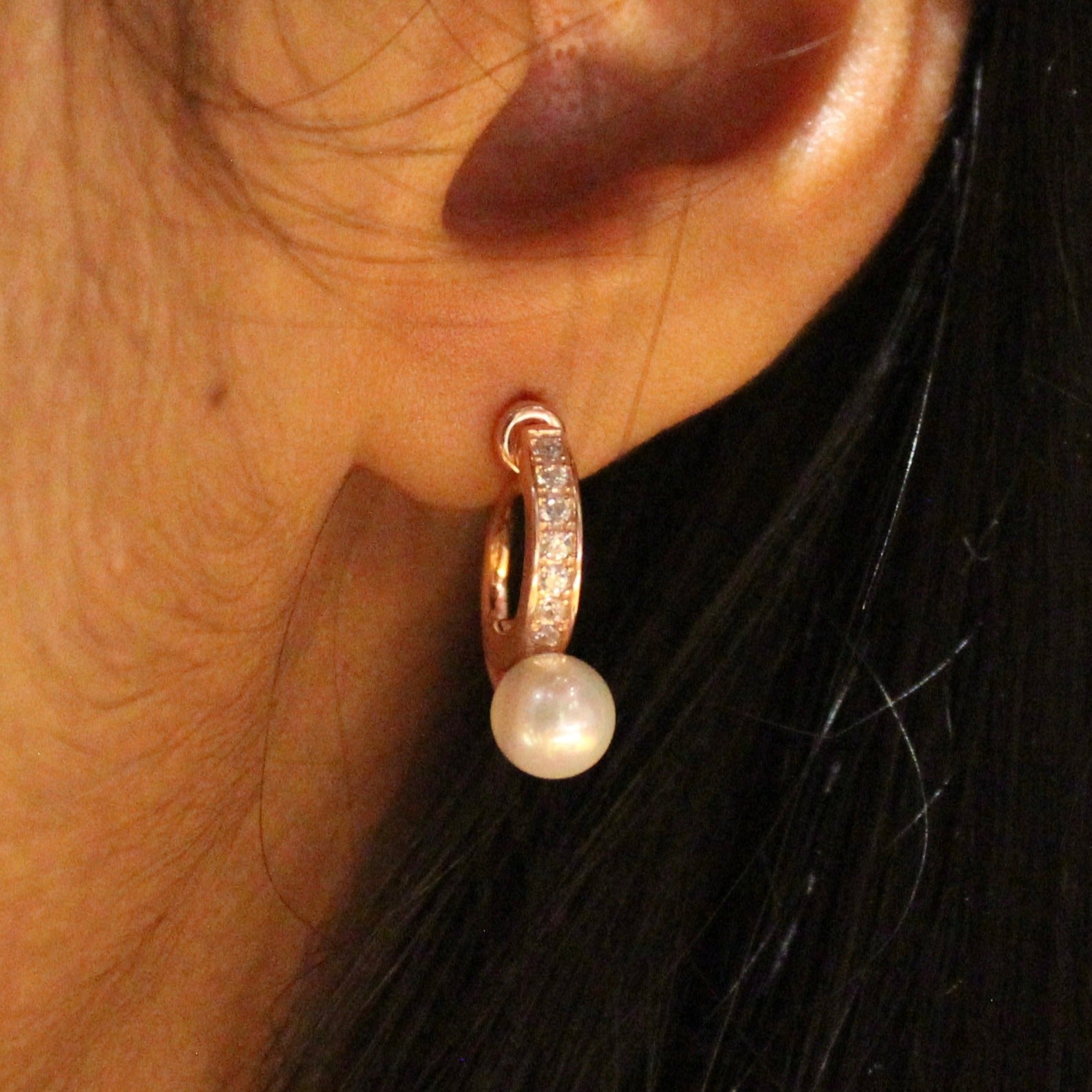 Rose gold 2in1 925 silver bali earrings