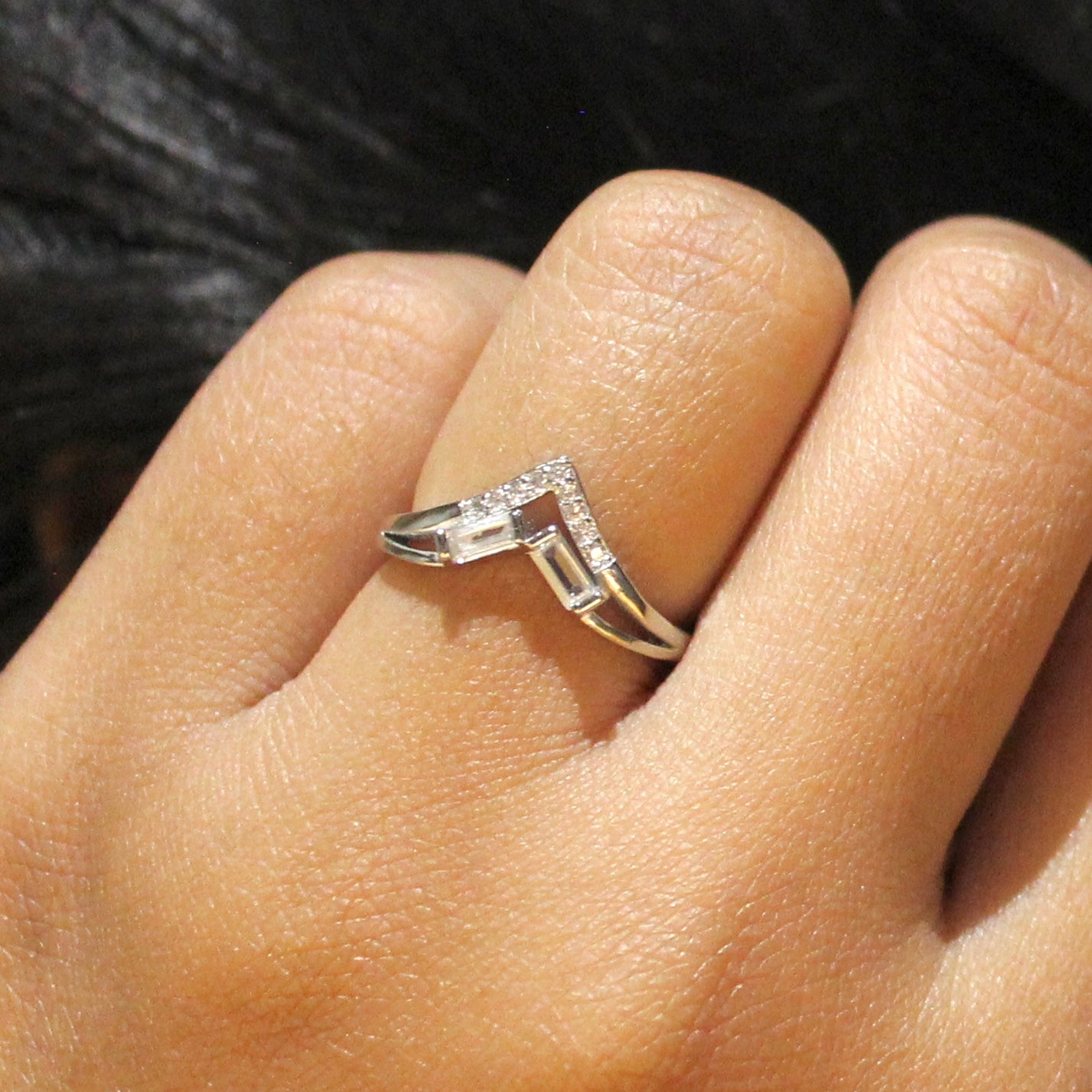 2 lined crowned minimal 925 silver ring