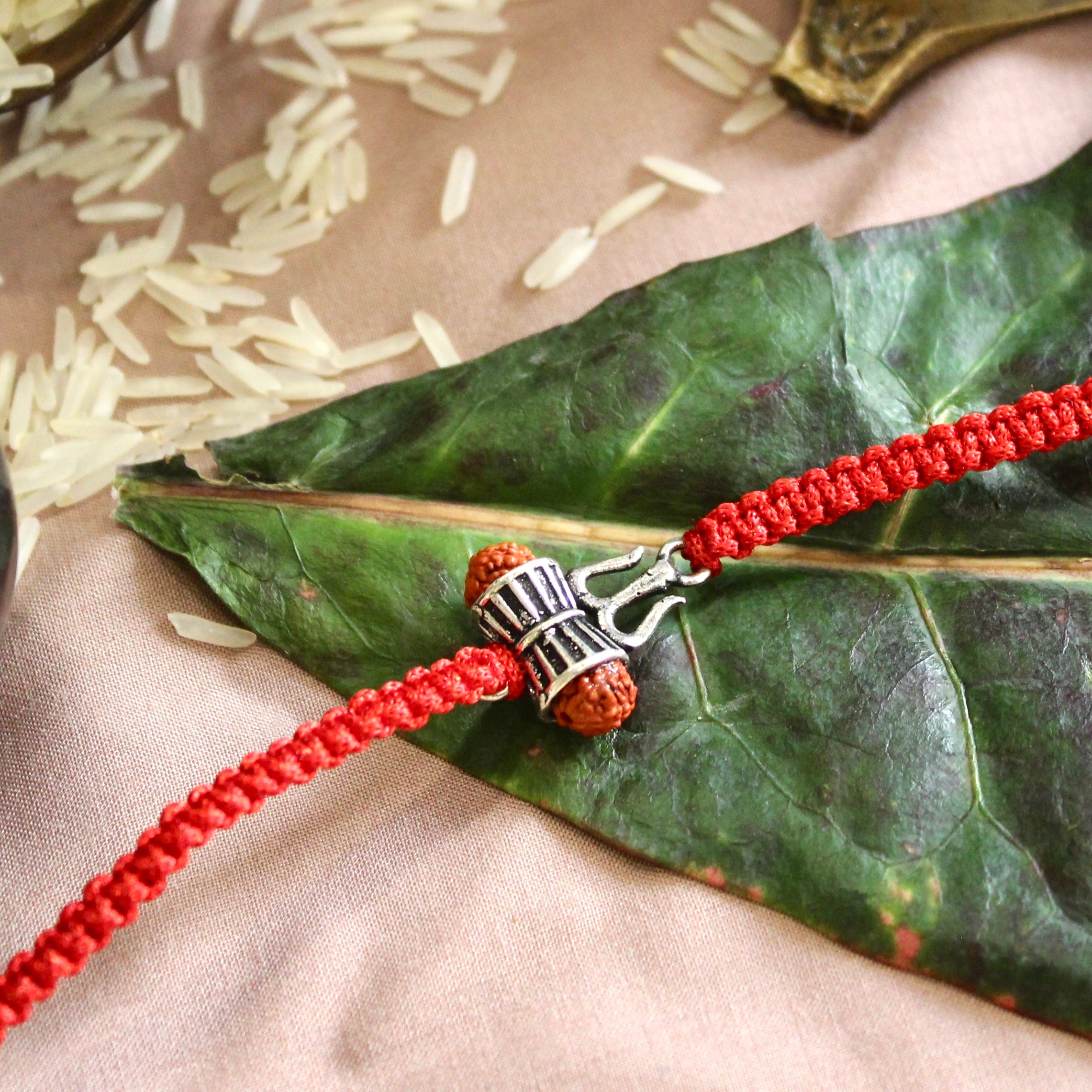 Mahadev Damru Rudraksha Thread Silver Rakhi