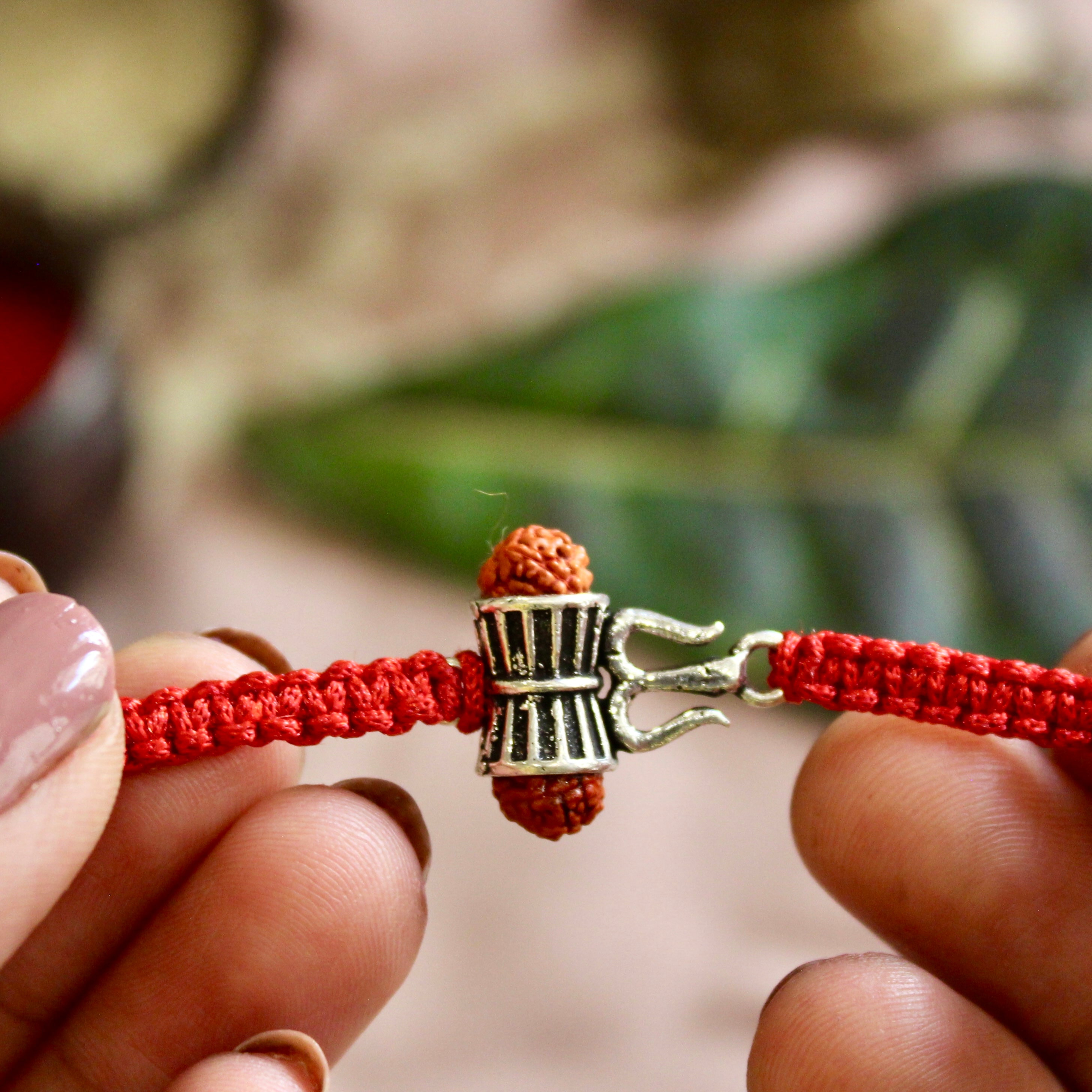 Mahadev Damru Rudraksha Thread Silver Rakhi