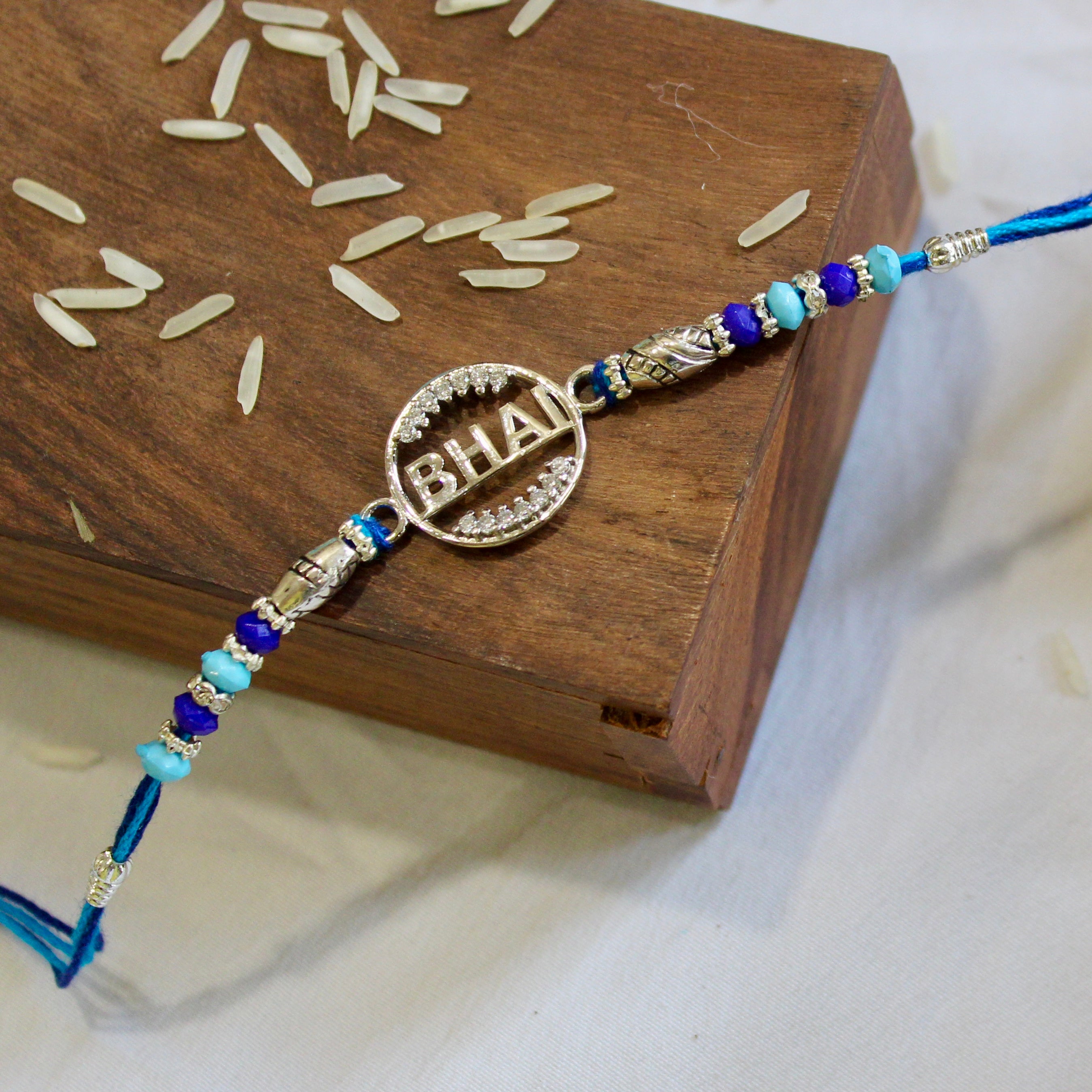 Bhai 925 Silver Blue Thread Rakhi
