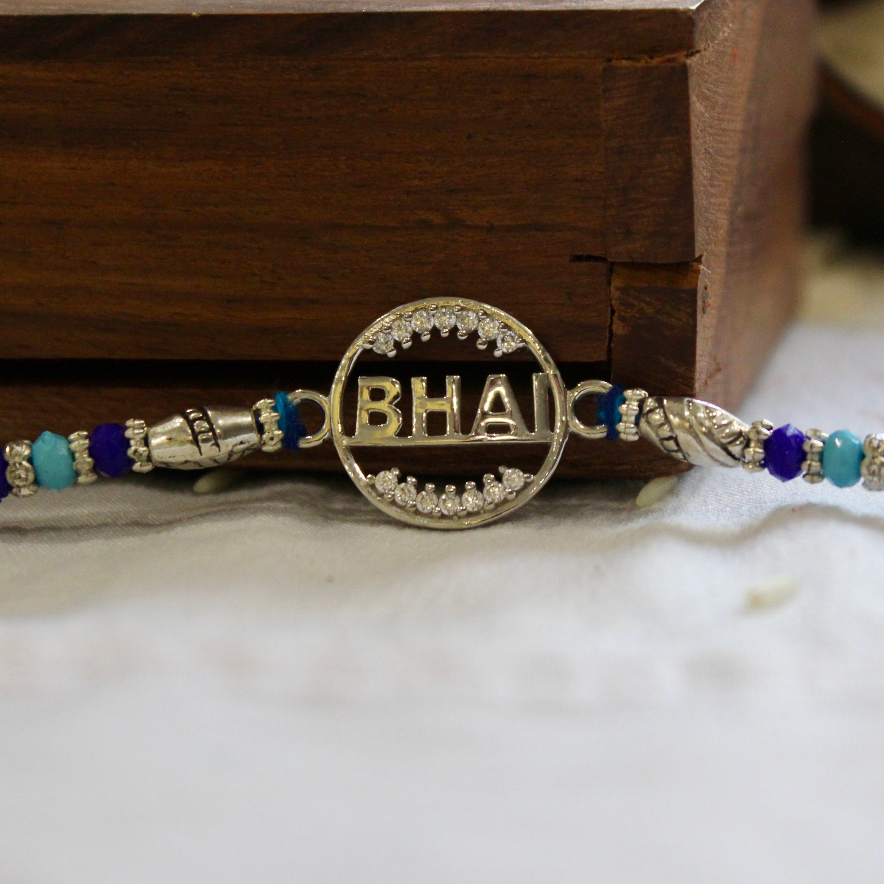 Bhai 925 Silver Blue Thread Rakhi