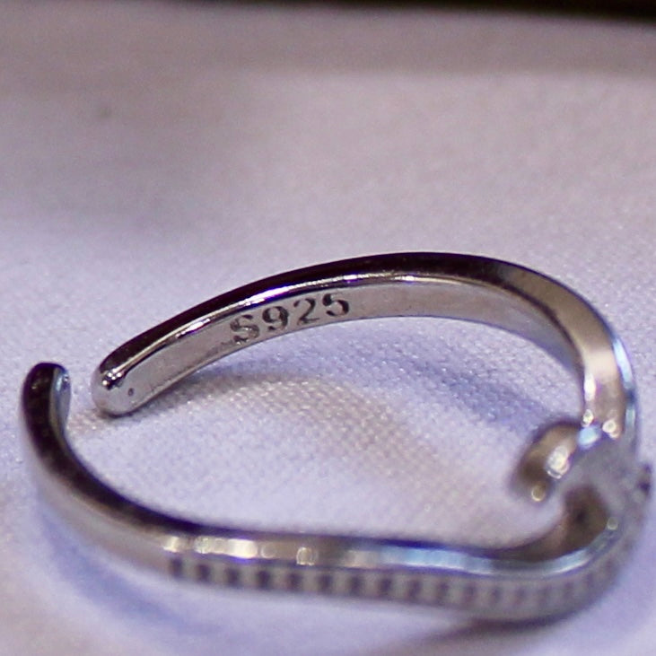 Curved line pure silver toe rings