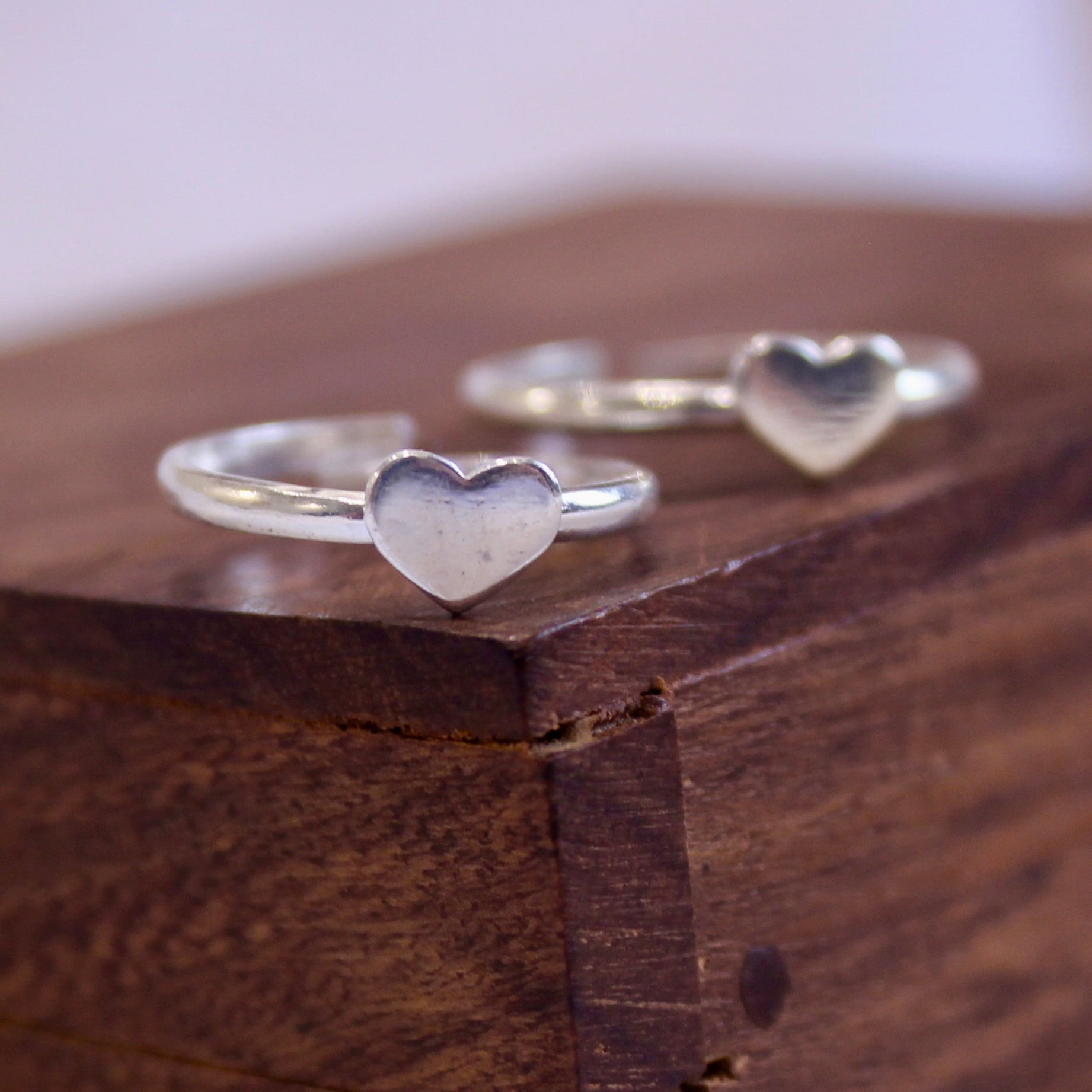 Heart 925 oxidised toe rings