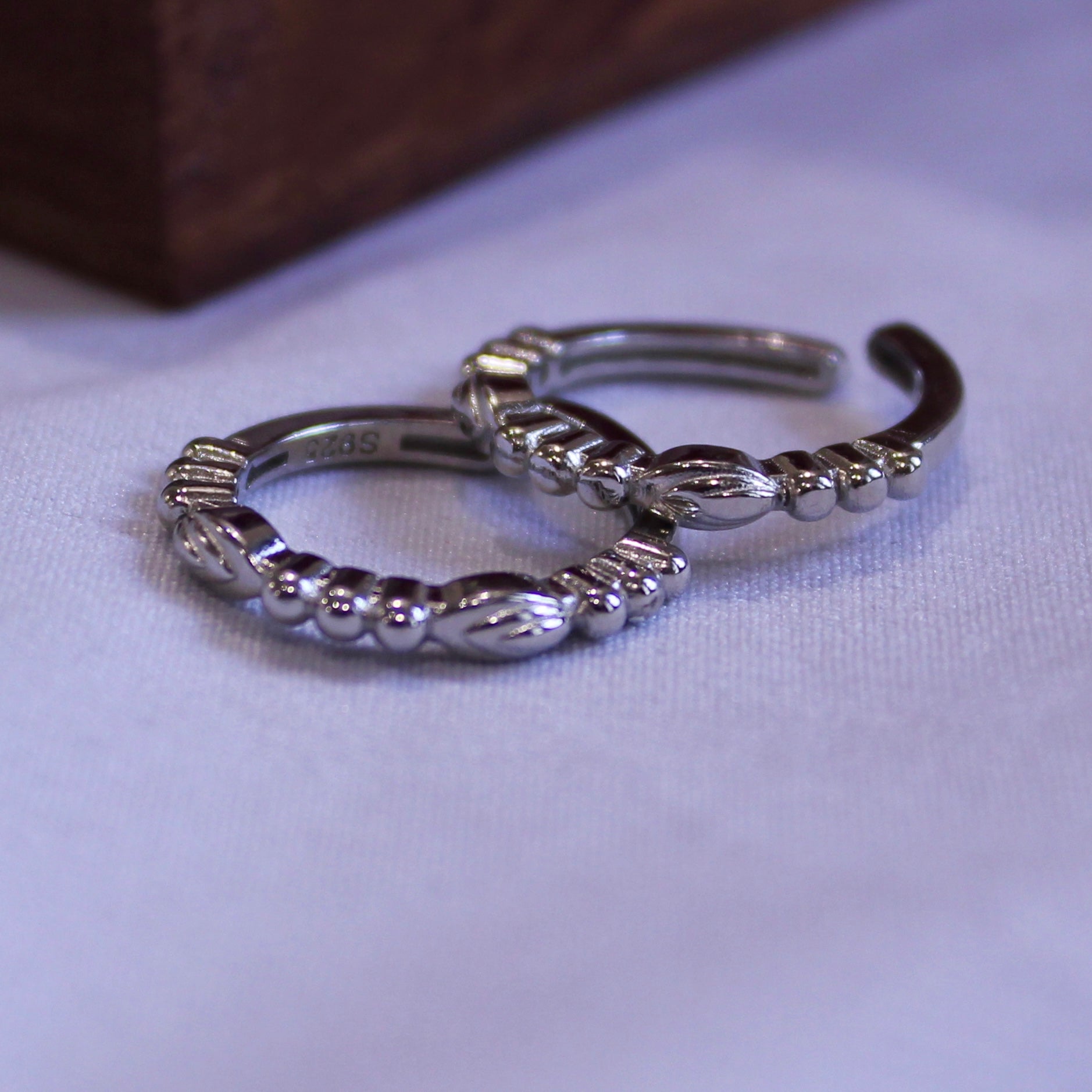 Braided line pure silver toe ring