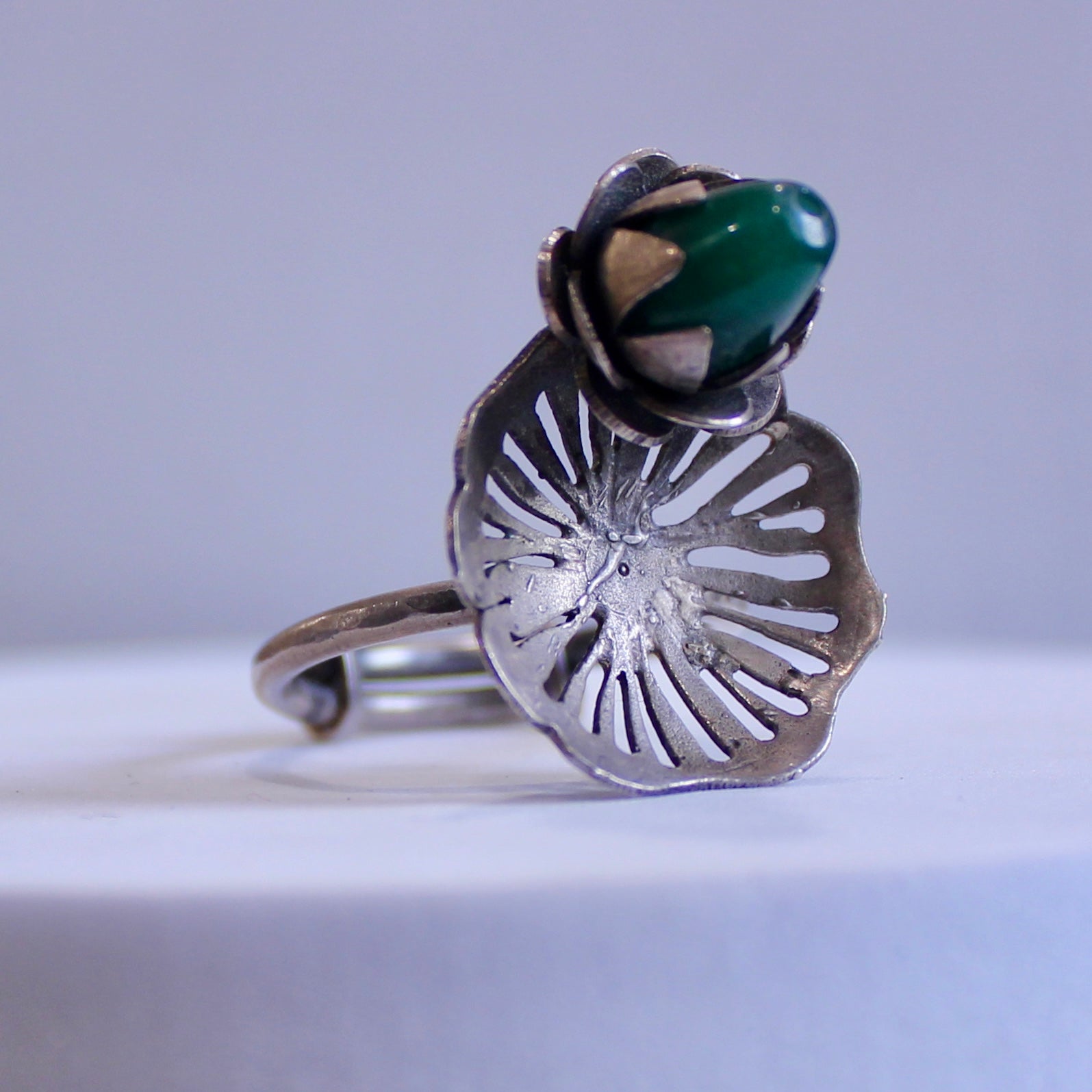 Rise Above Emerald on Top Oxidised Silver Ring