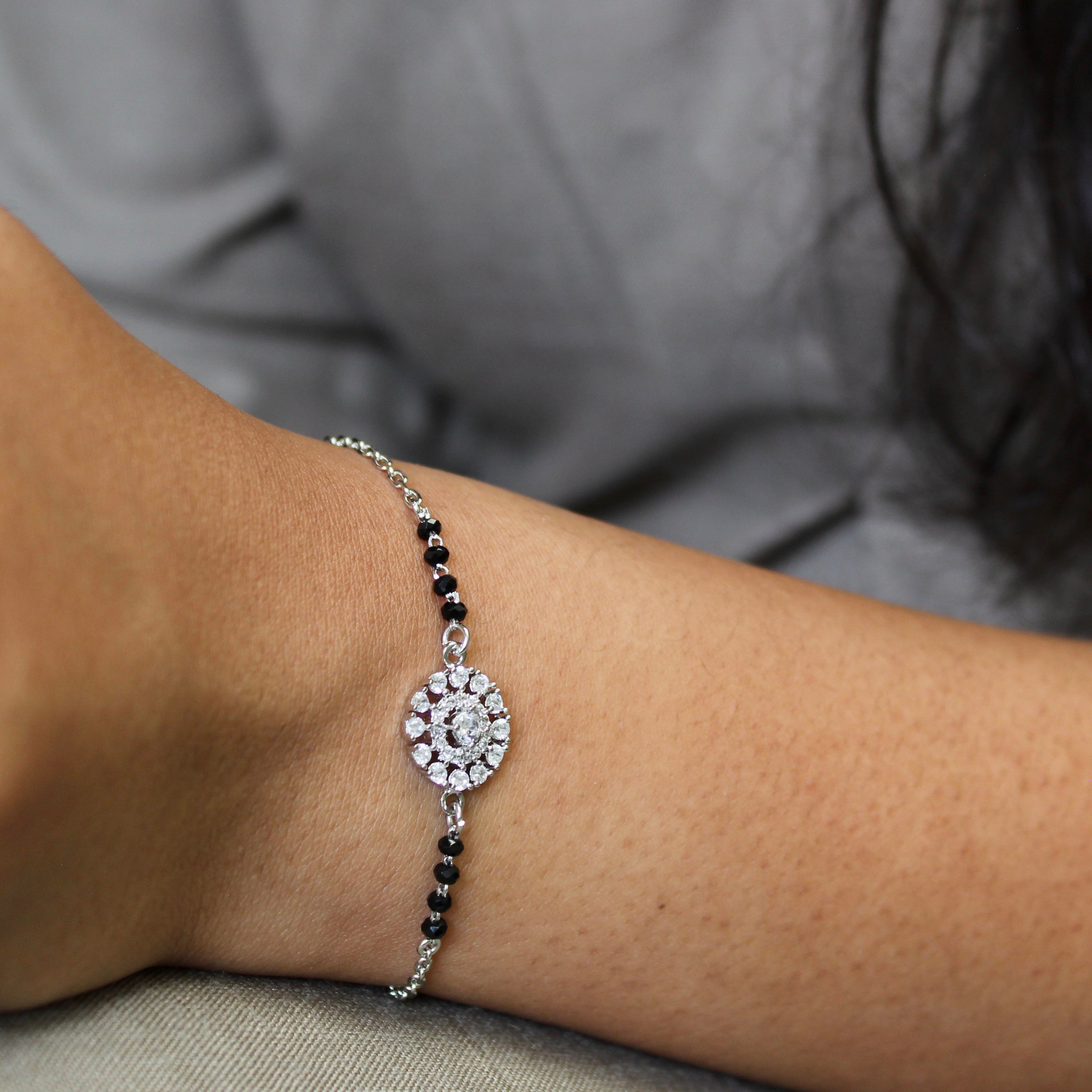 925 Silver Sunshine Zircon Minimal Mangalsutra Bracelet