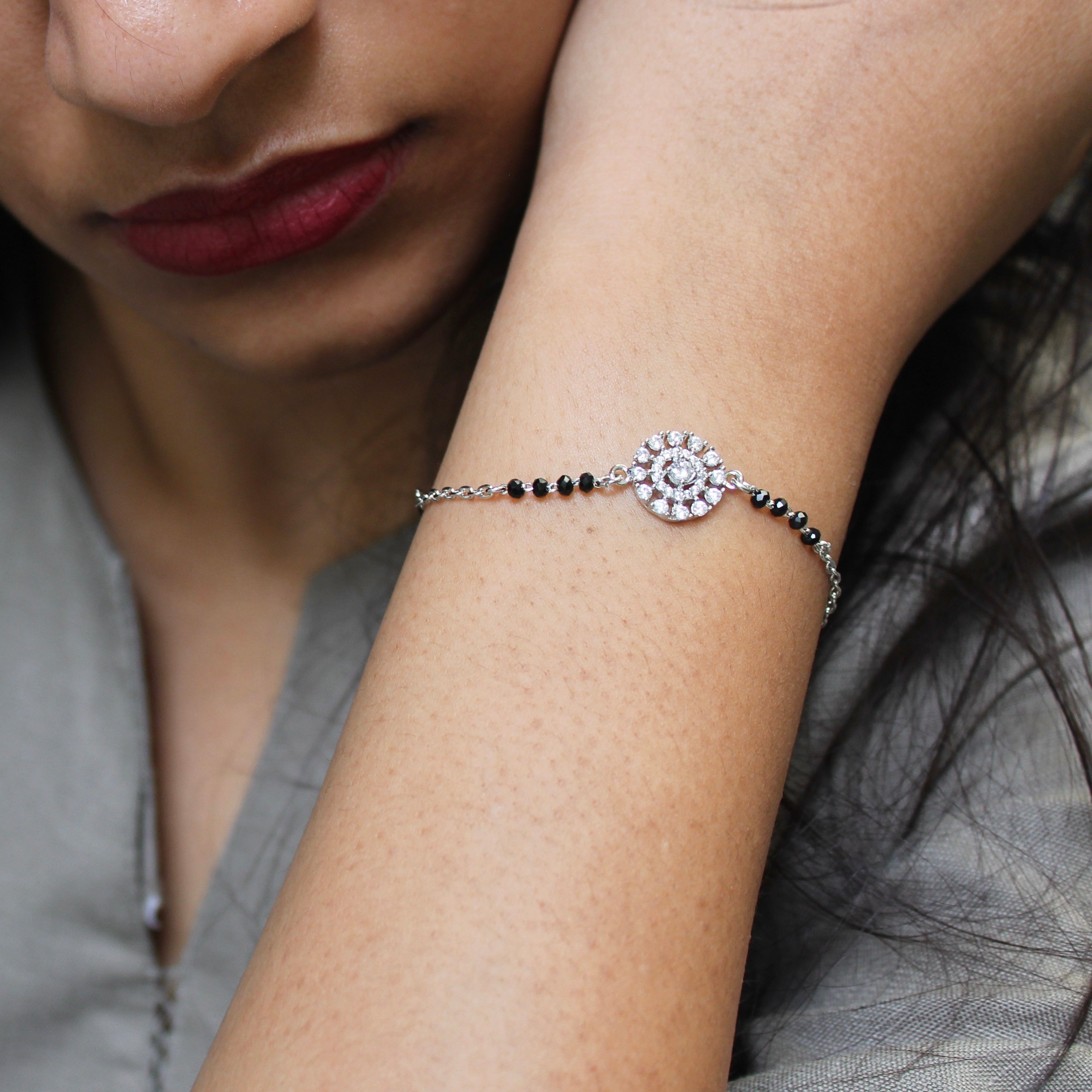 925 Silver Sunshine Zircon Minimal Mangalsutra Bracelet