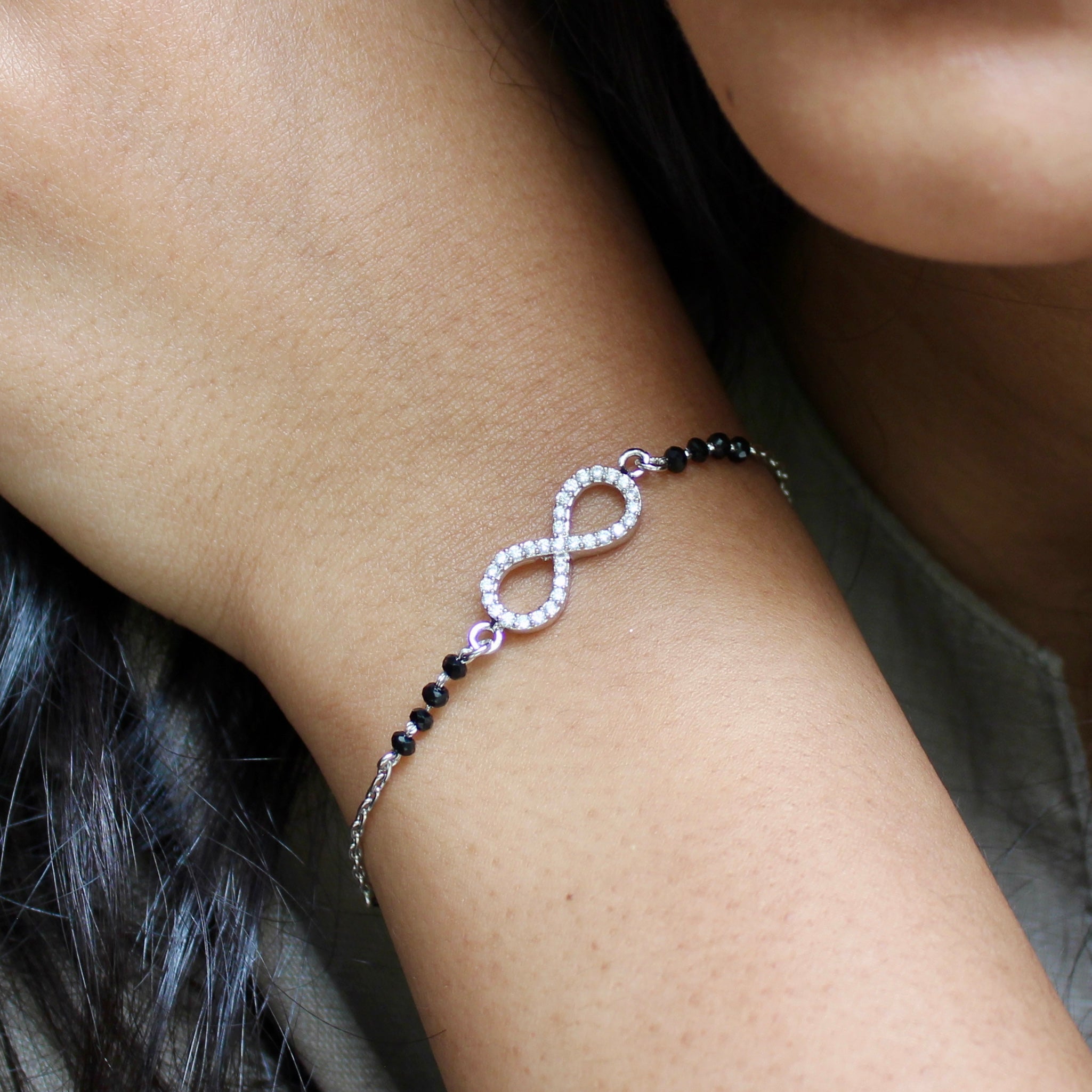 Infinity Charm Pure Silver Mangalsutra Bracelet