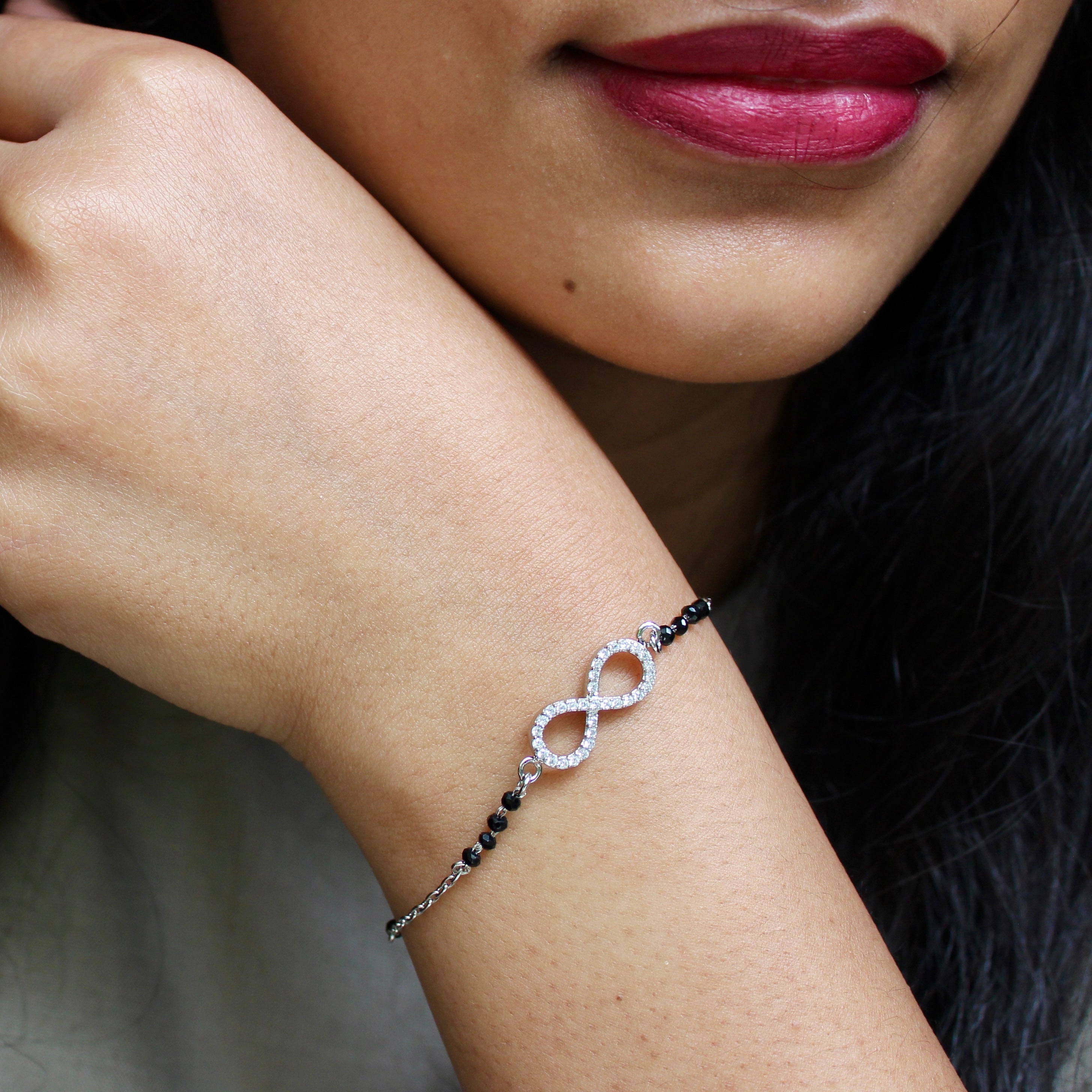 Infinity Charm Pure Silver Mangalsutra Bracelet