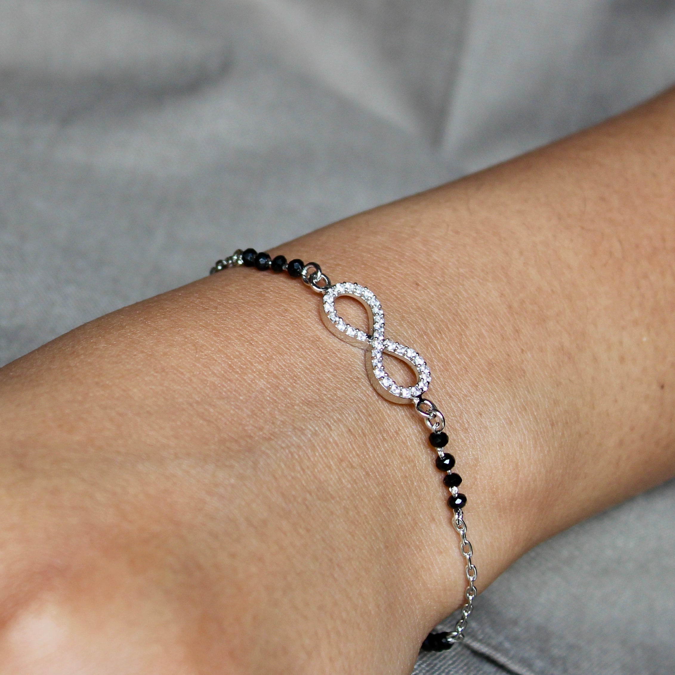 Infinity Charm Pure Silver Mangalsutra Bracelet