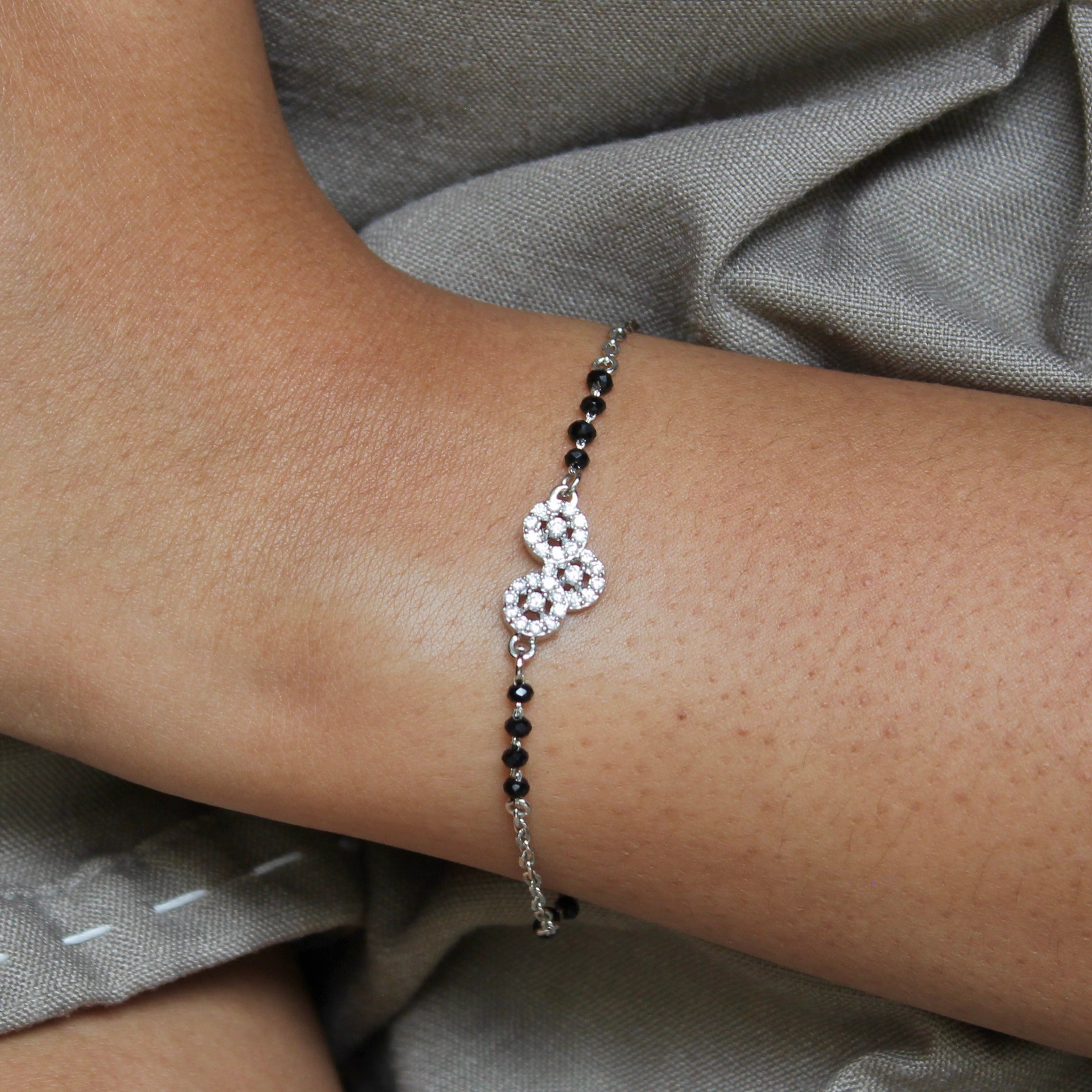 925 Silver Triple Zircon Minimal Mangalsutra Bracelet