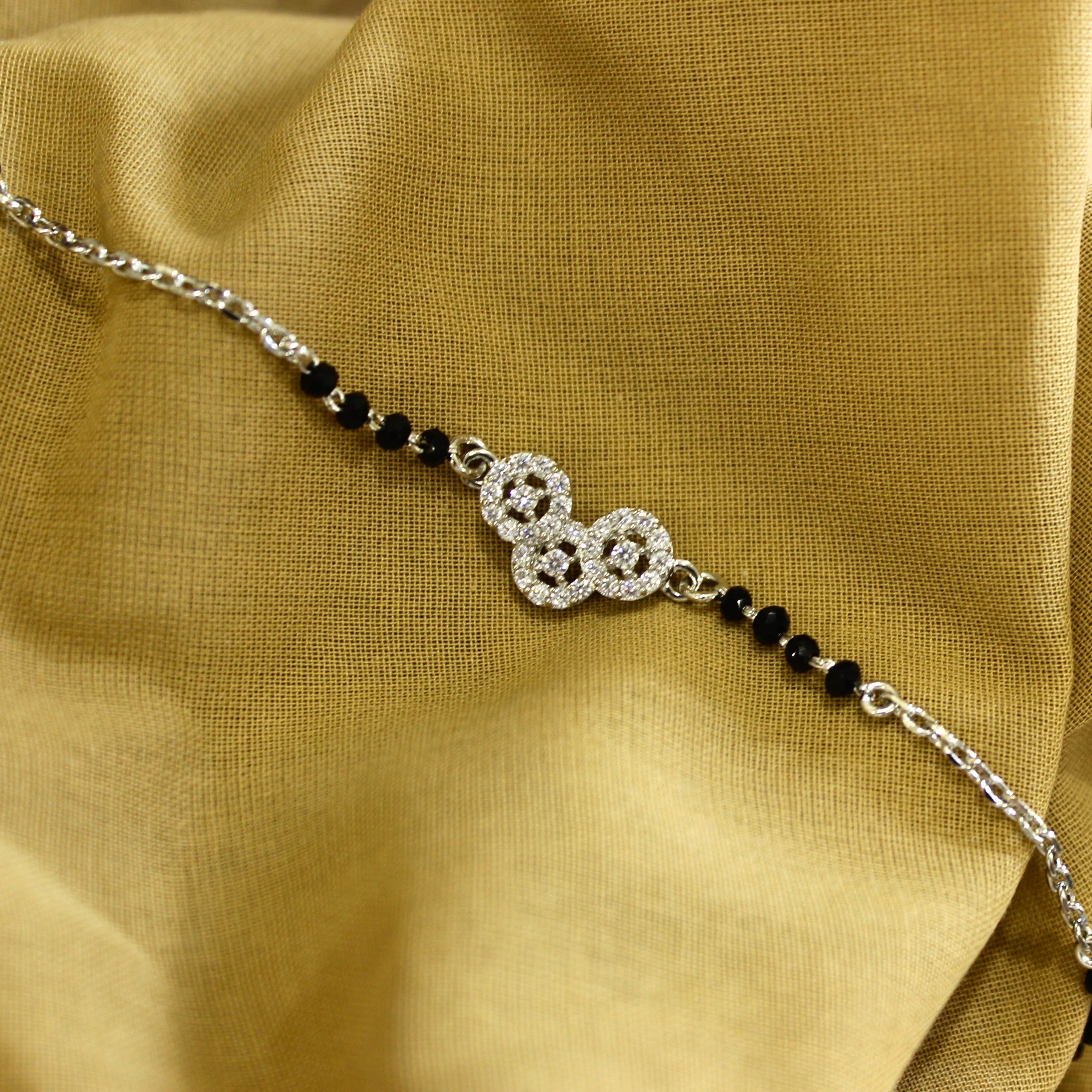 925 Silver Triple Zircon Minimal Mangalsutra Bracelet