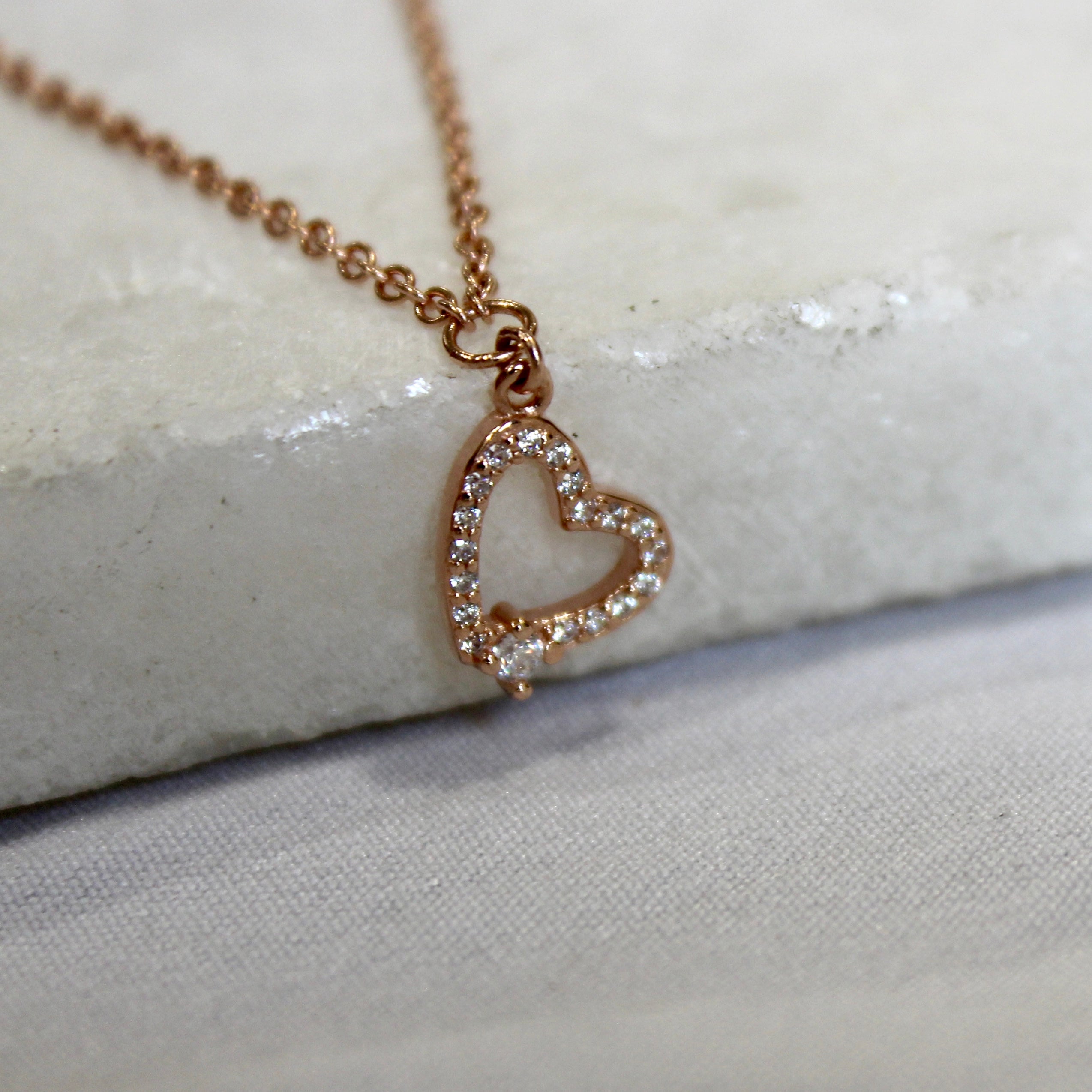 Heart Charm Minimal Rose Gold Silver Bracelet