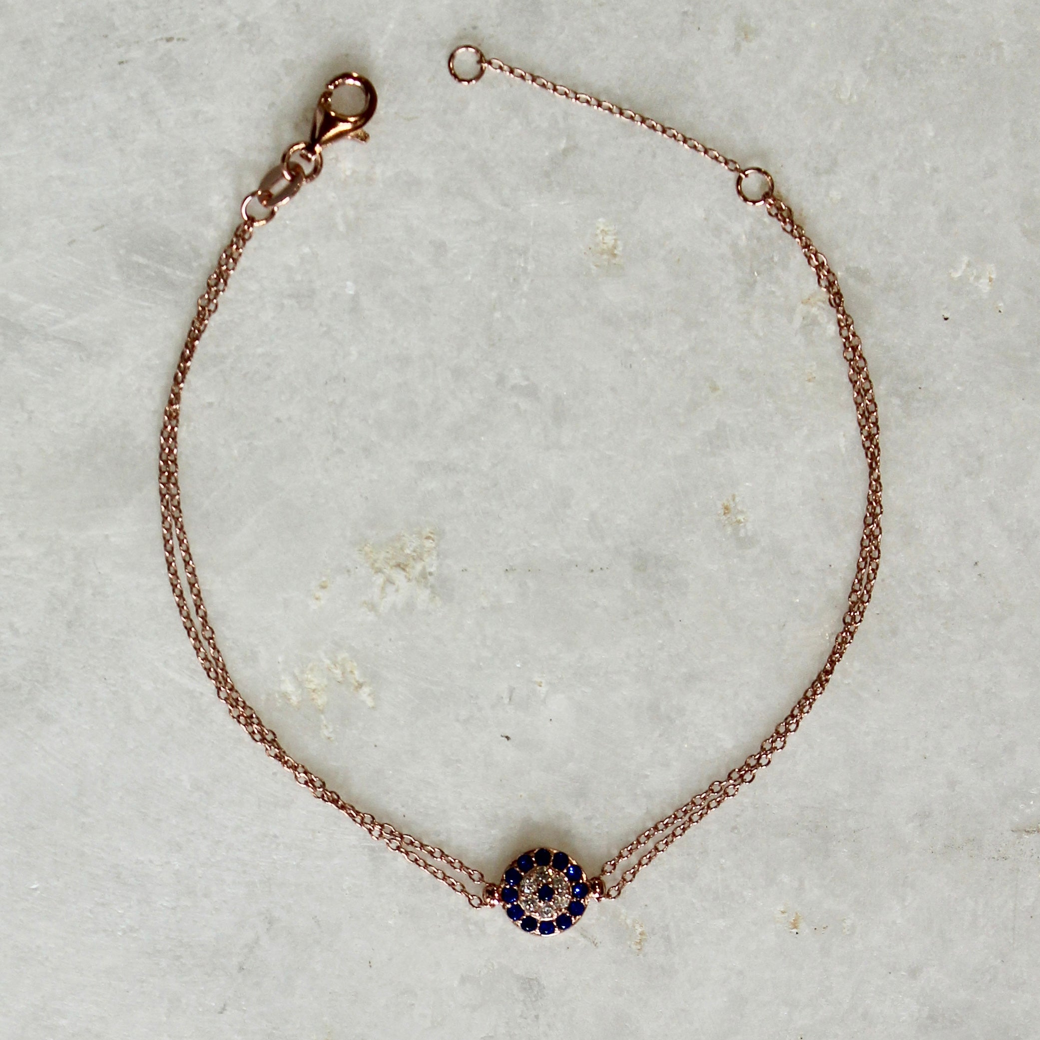 Sapphire Stones Rose Gold Minimal Silver Bracelet in Rose Gold