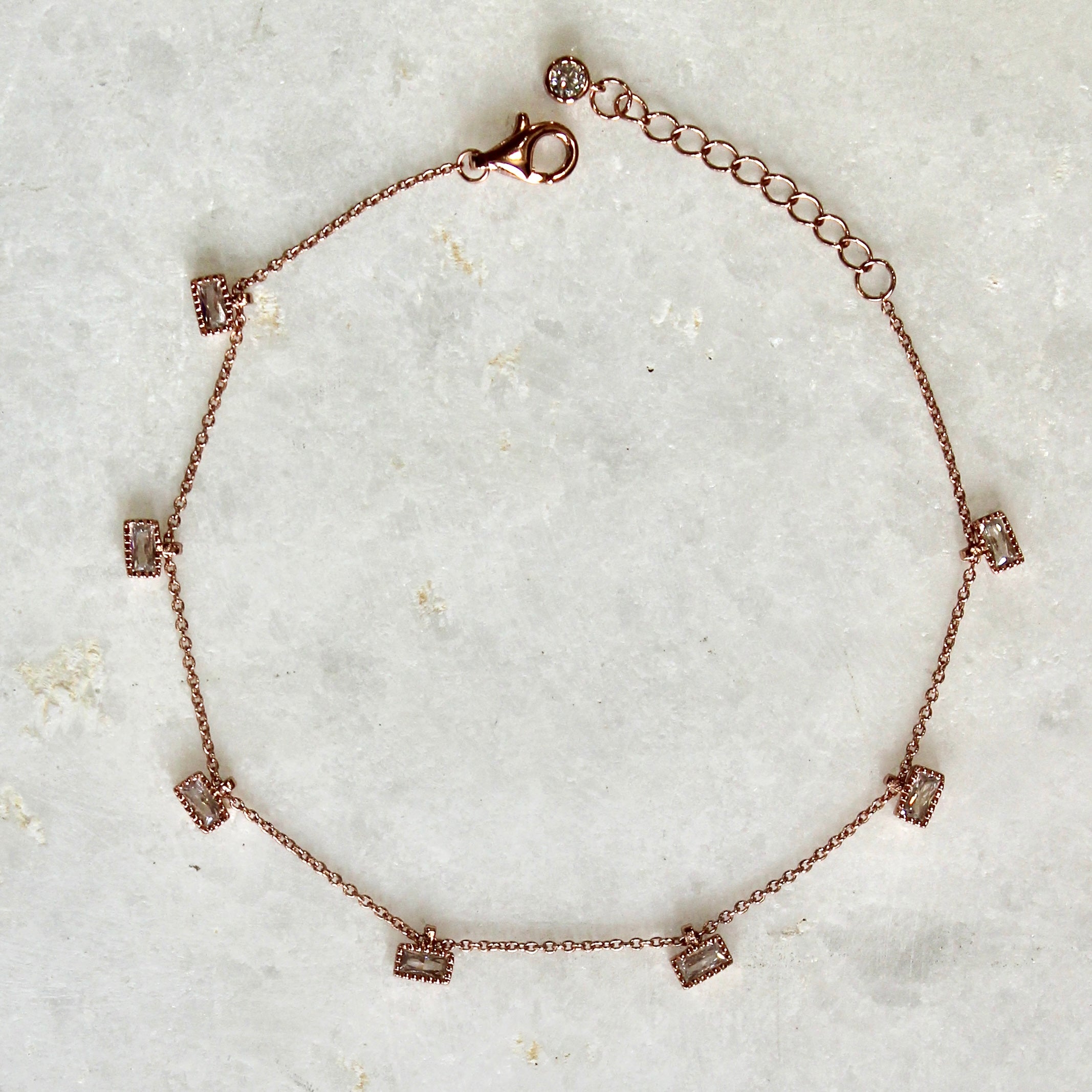 Cube Hanging Minimal Bracelet in Rose Gold Silver