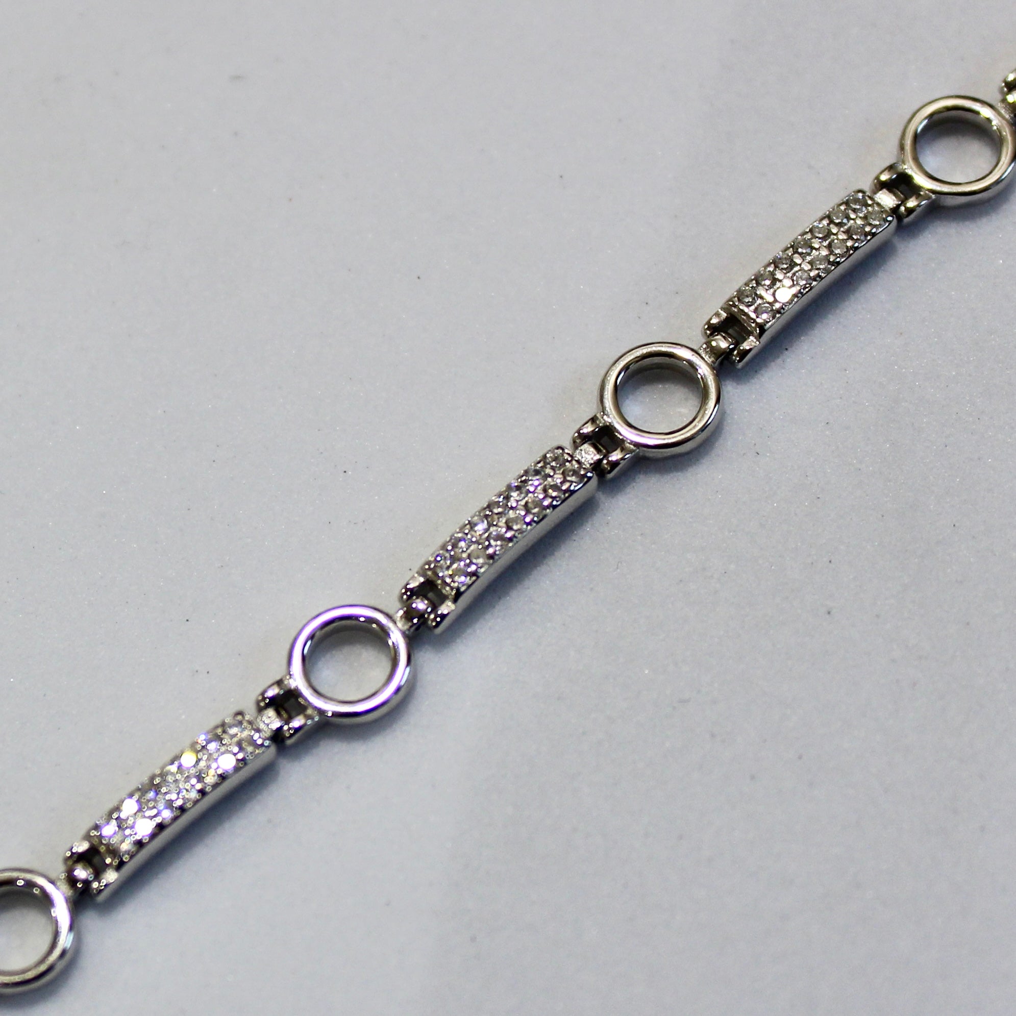 Circle Lined Stones 925 Silver Party Bracelet