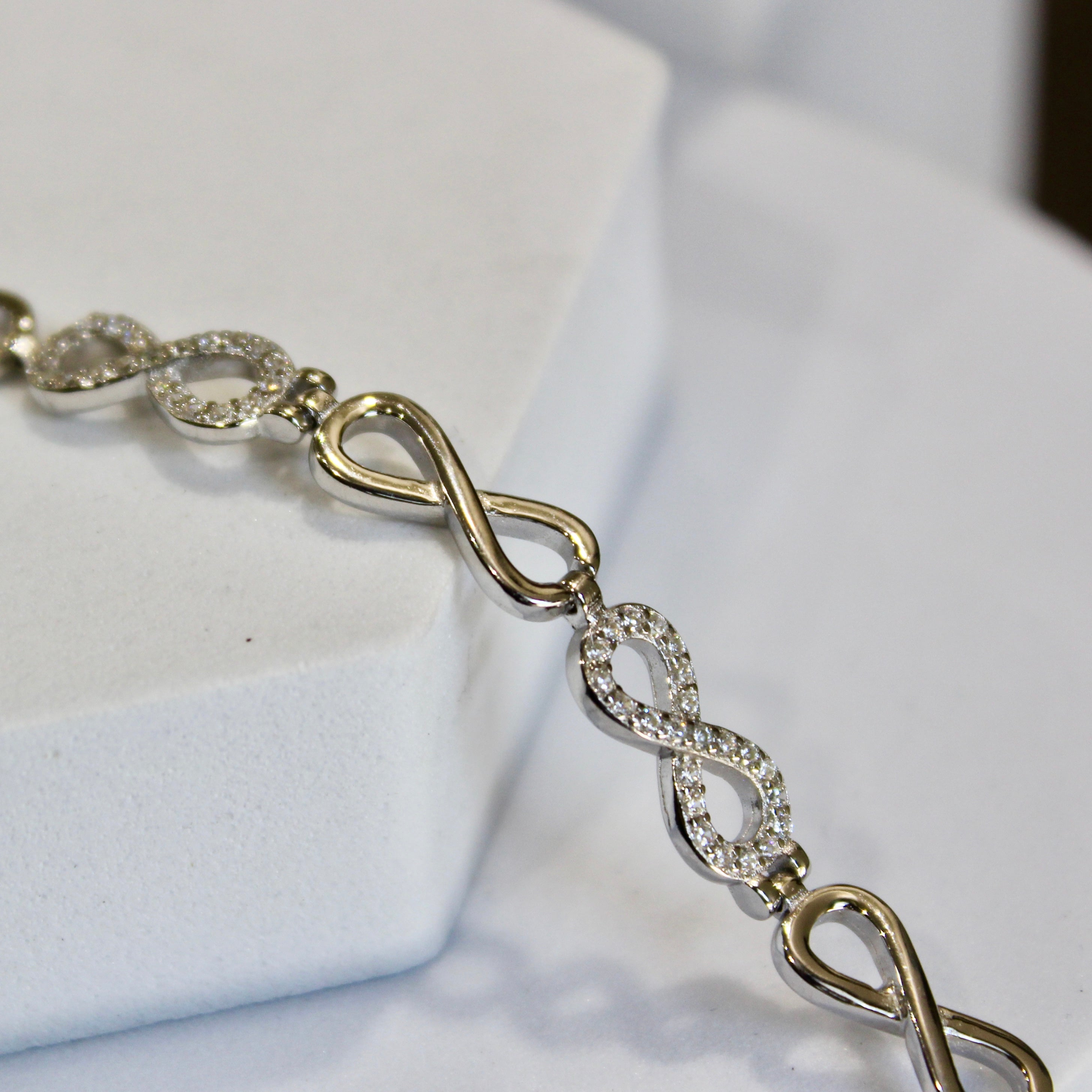 Infinity Chained Silver Bracelet