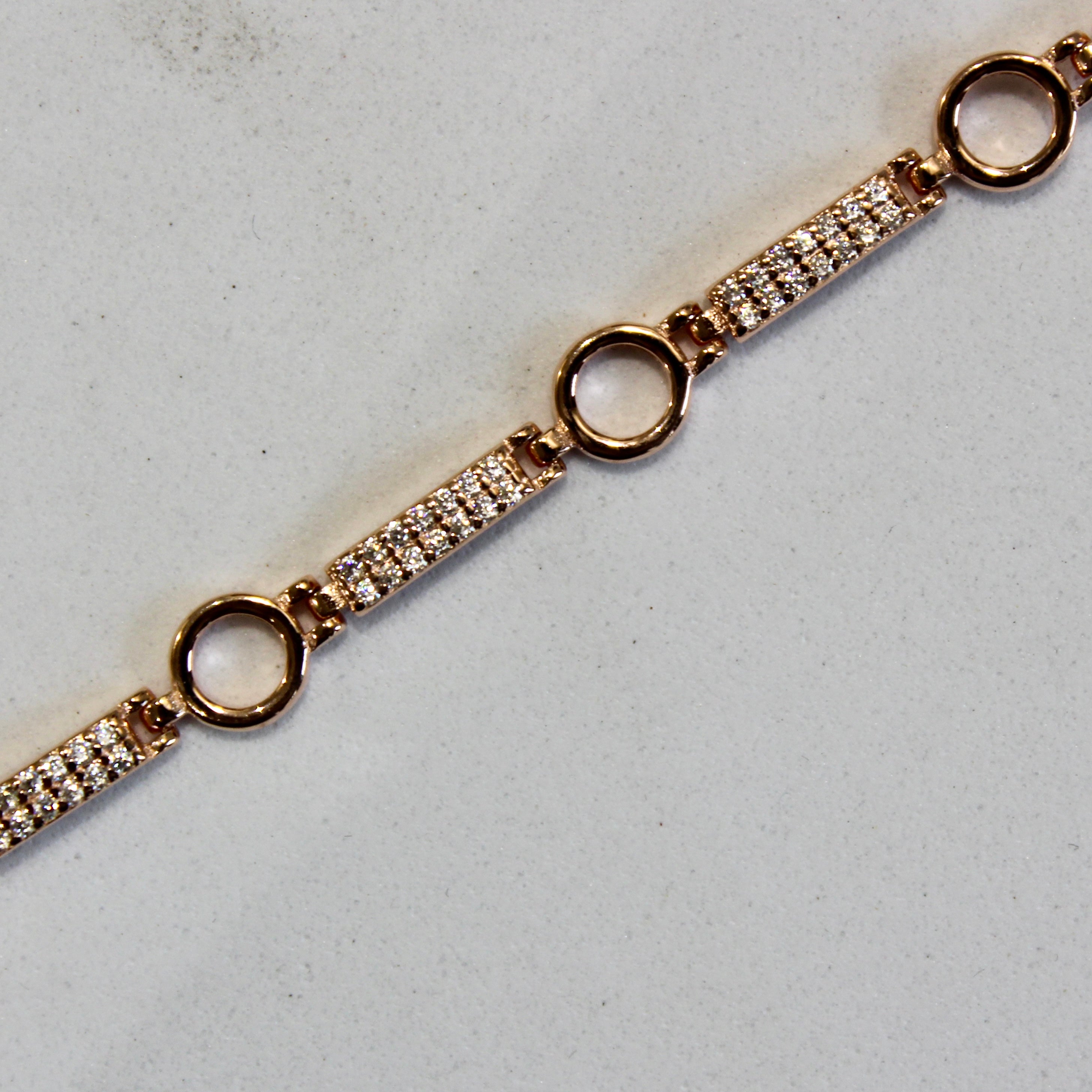 Circle Lined Stones Rose Gold Party Bracelet