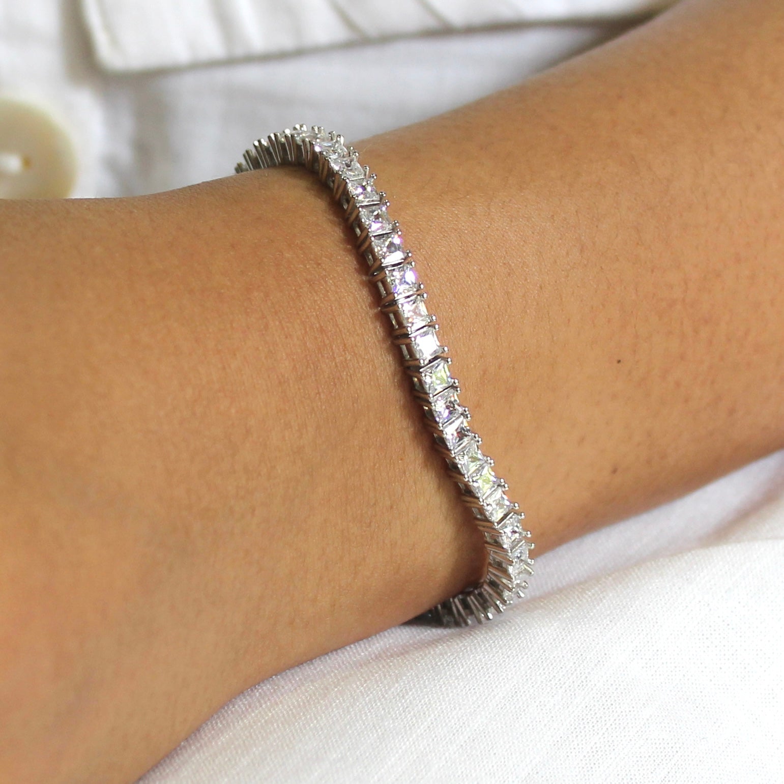 Tennis Stones Minimal 925 Silver Bracelet