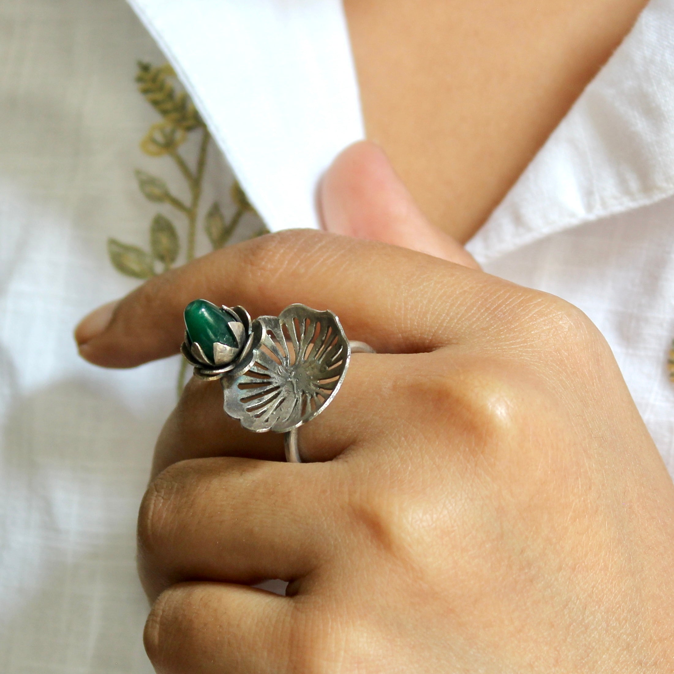 Rise Above Emerald on Top Oxidised Silver Ring