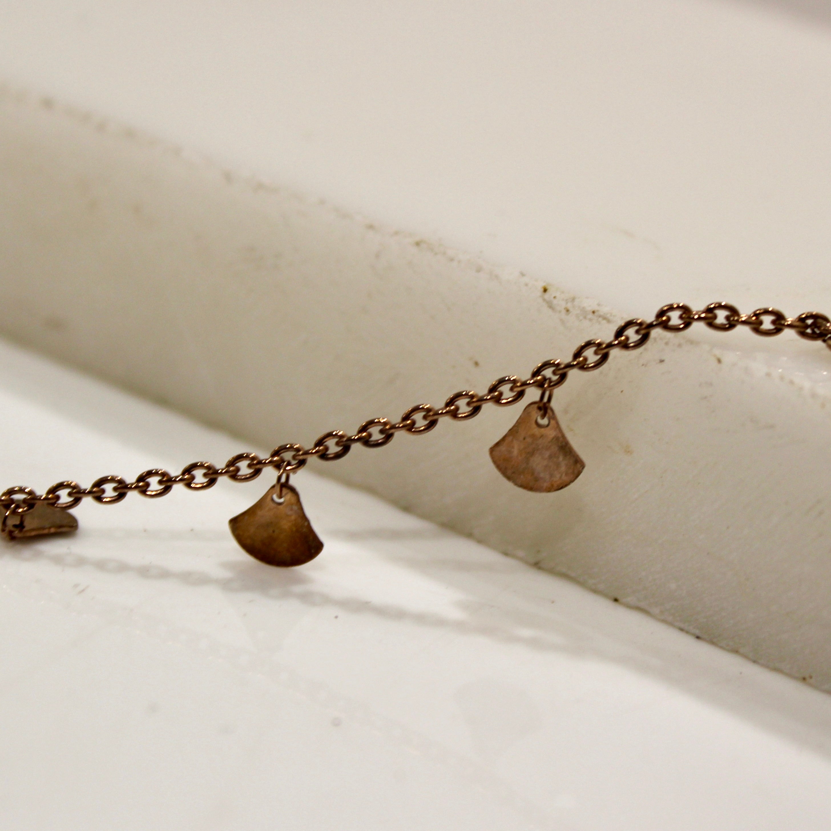 Bell Minimal Pure Silver Anklets in Rose Gold