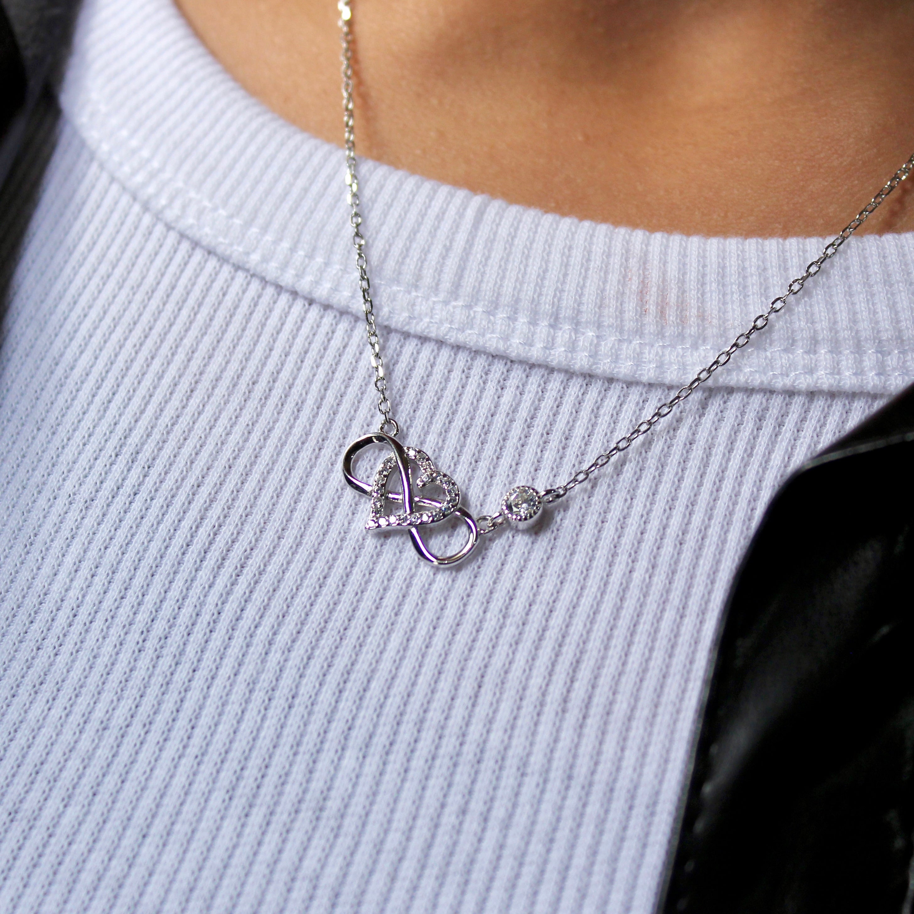 Heart With Infinity Pure Silver Pendant With Linked chain