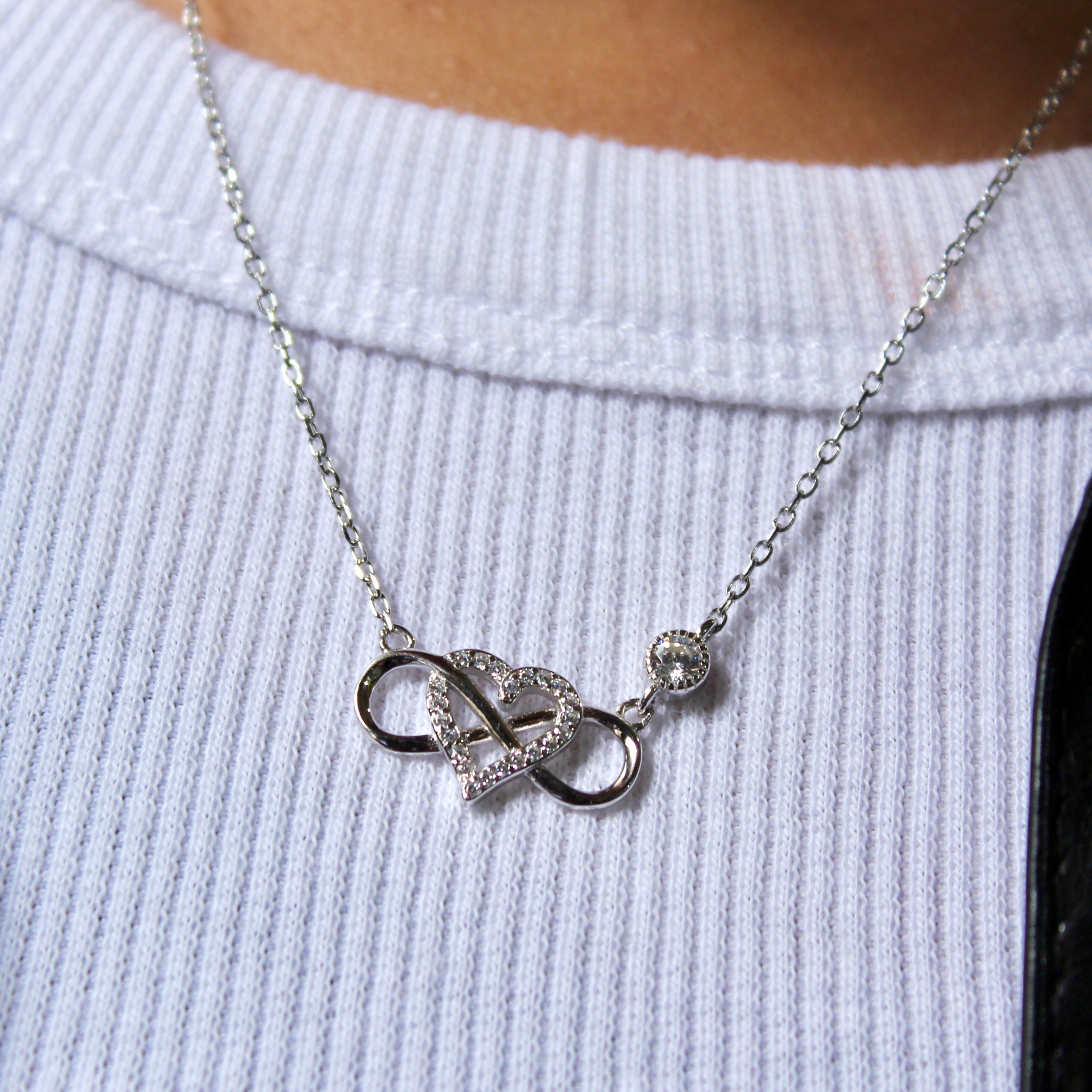 Heart With Infinity Pure Silver Pendant With Linked chain