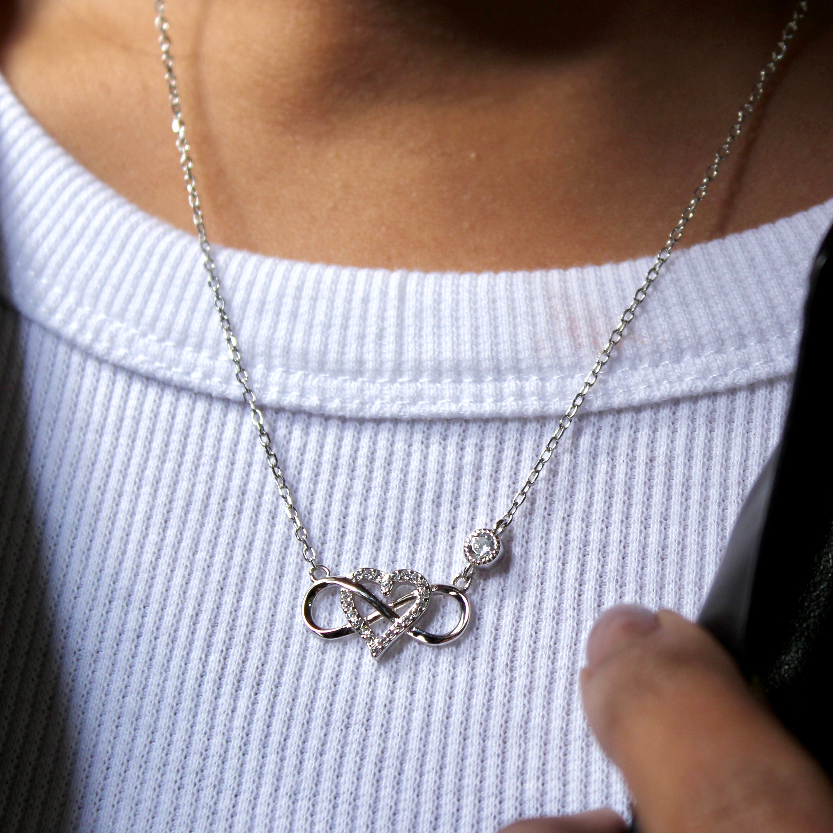 Heart With Infinity Pure Silver Pendant With Linked chain