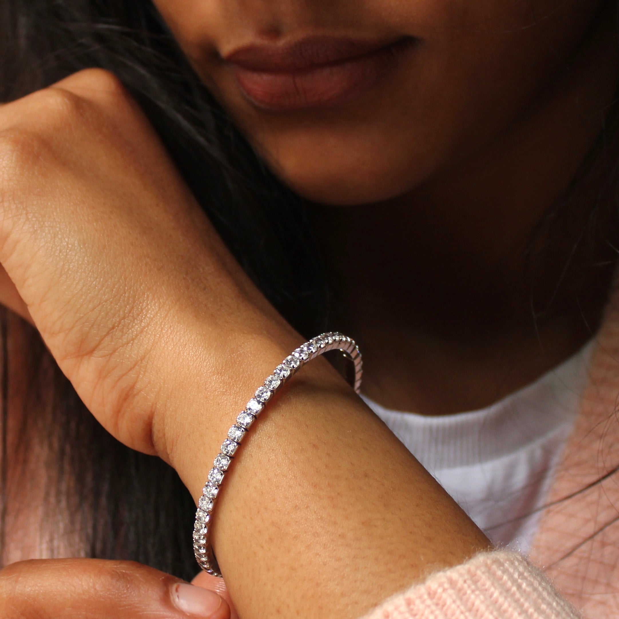 Tennis Classic Pure Silver Adjustable Kadha Bracelet